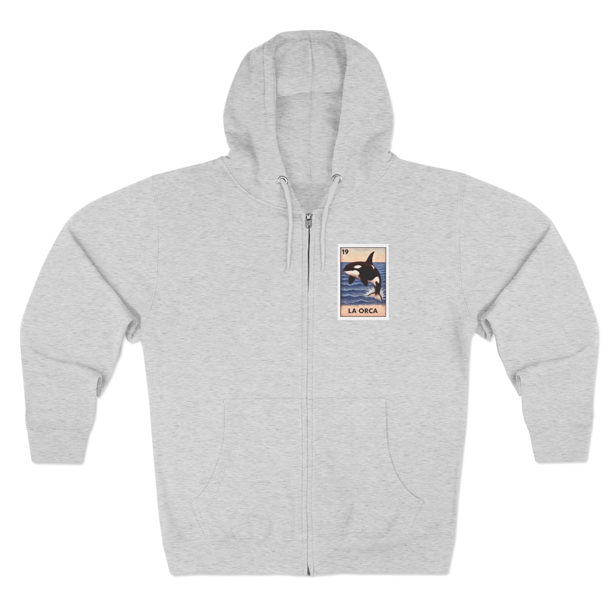 Orca Lotería Unisex - Zip Cotton Blend Fleece Hoodie (La Orca)