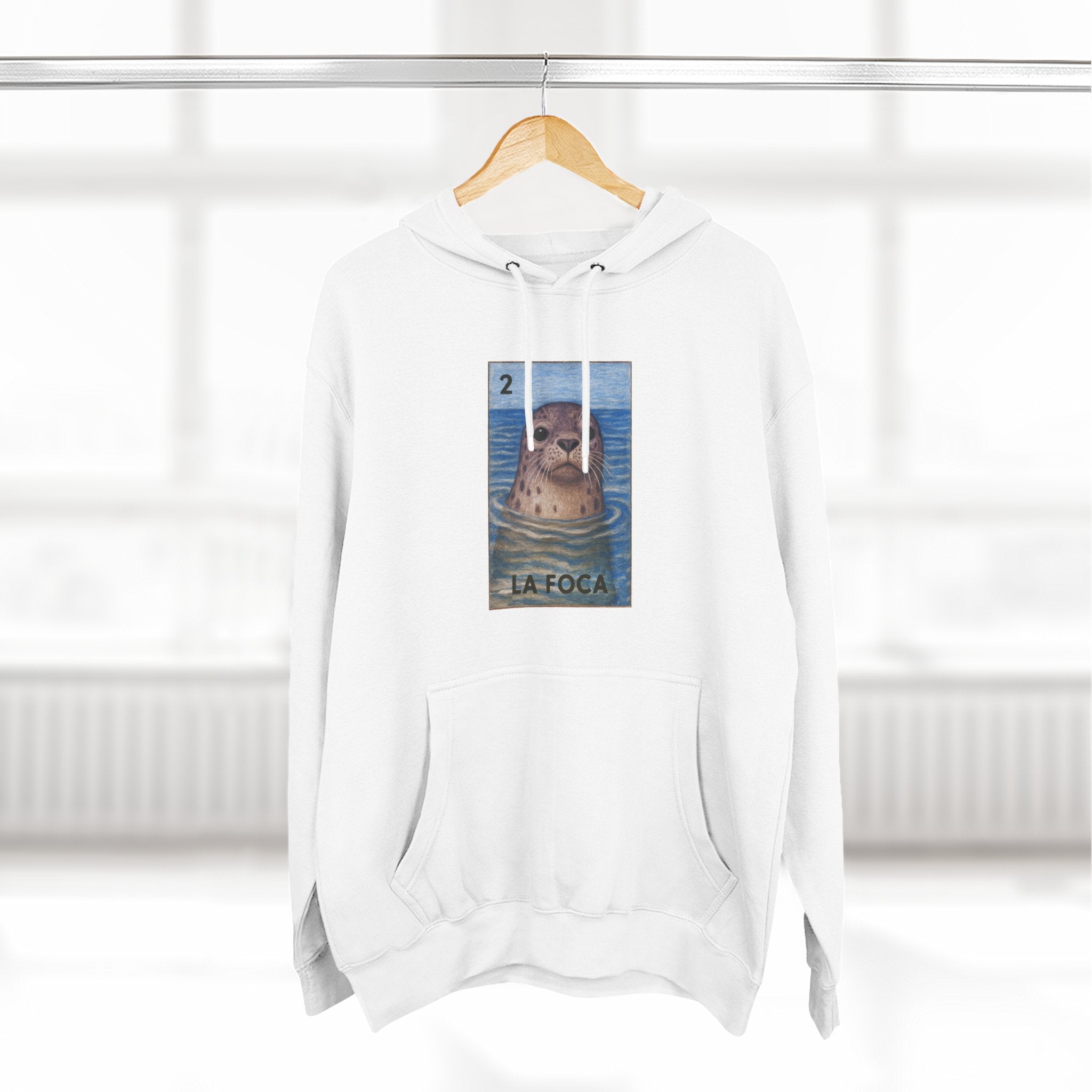 Seal Lotería Unisex - Pull-Over Cotton Blend Fleece Hoodie (La Foca)