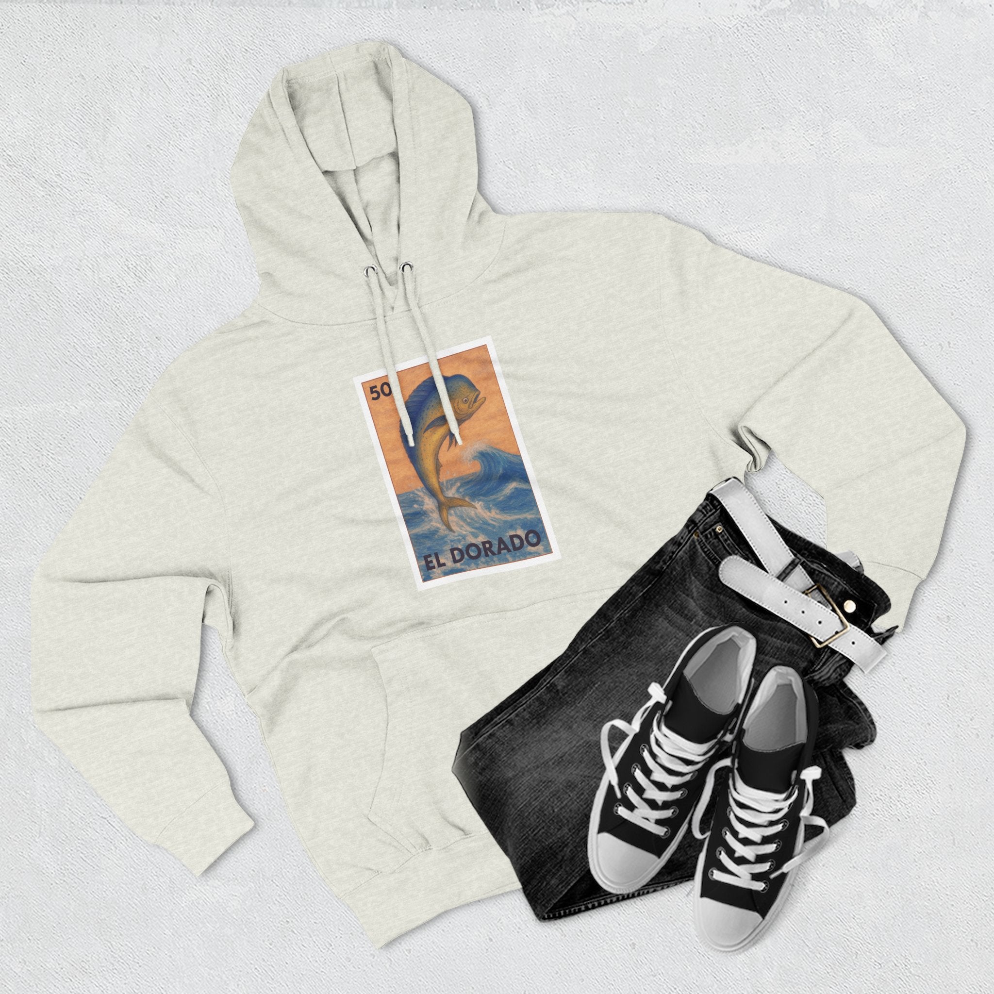 Dorado Lotería Unisex - Pull-Over Cotton Blend Fleece Hoodie (El Dorado)