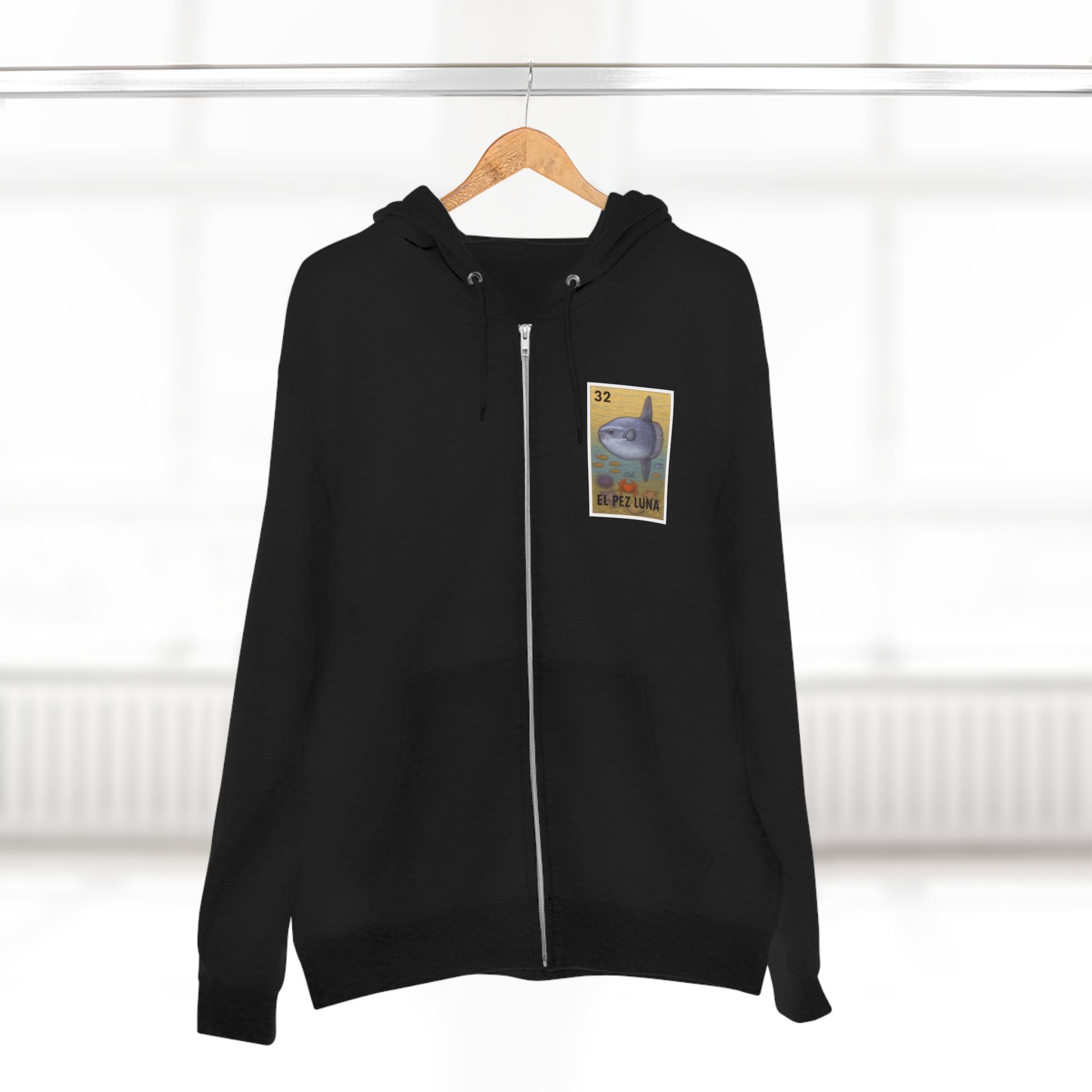 Sunfish Lotería Unisex - Zip Cotton Blend Fleece Hoodie (El Pez Luna)
