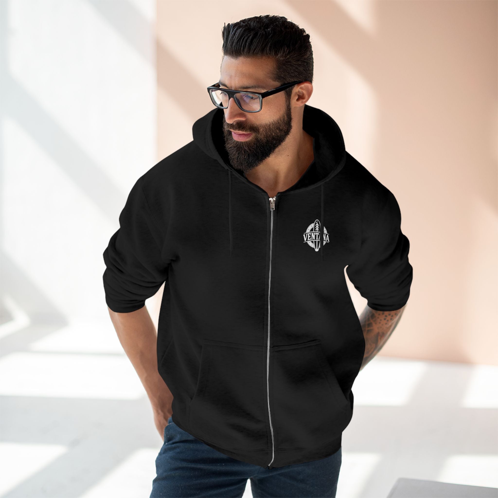 Ventana Wooden Surfboards Unisex - Zip Cotton Blend Fleece Hoodie