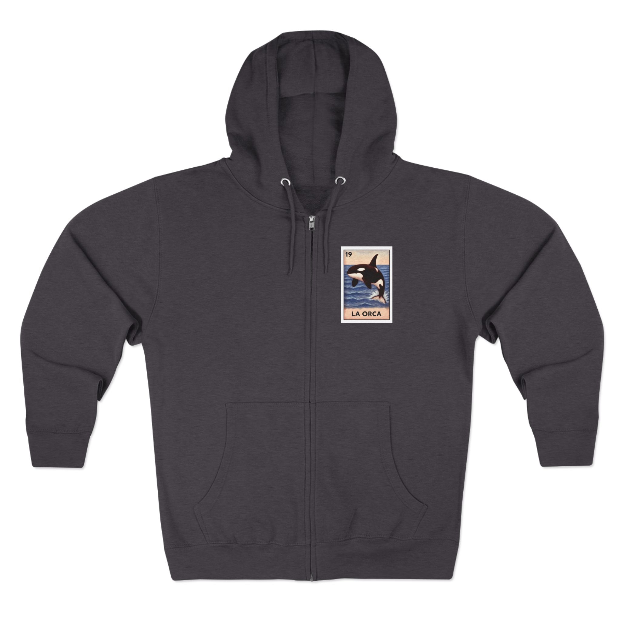 Orca Lotería Unisex - Zip Cotton Blend Fleece Hoodie (La Orca)