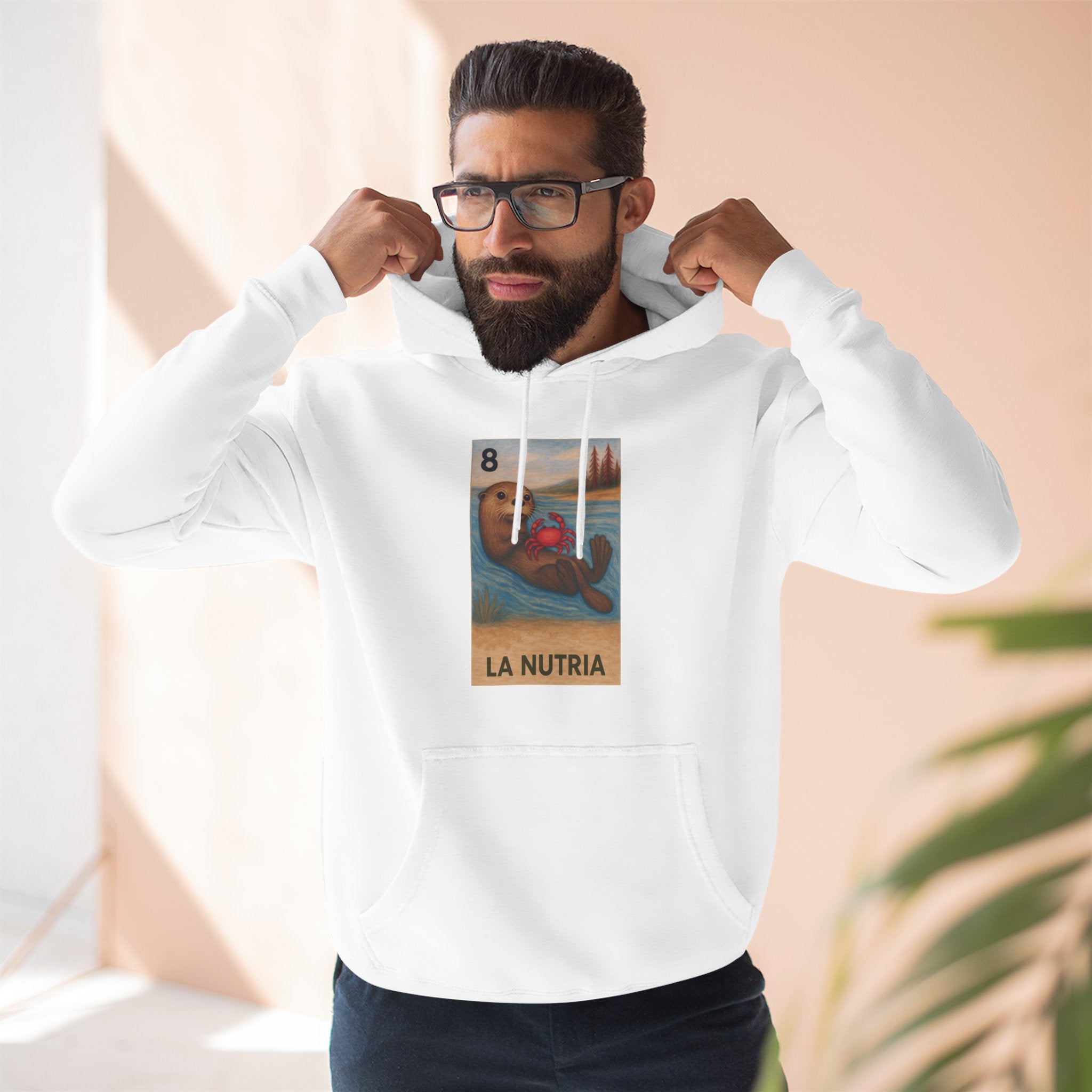 Sea Otter Lotería Unisex - Pull-Over Cotton Blend Fleece Hoodie (La Nutria)