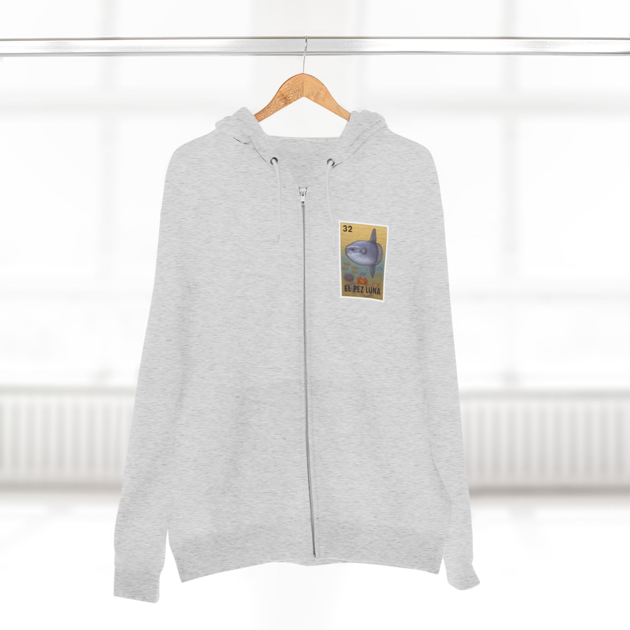 Sunfish Lotería Unisex - Zip Cotton Blend Fleece Hoodie (El Pez Luna)