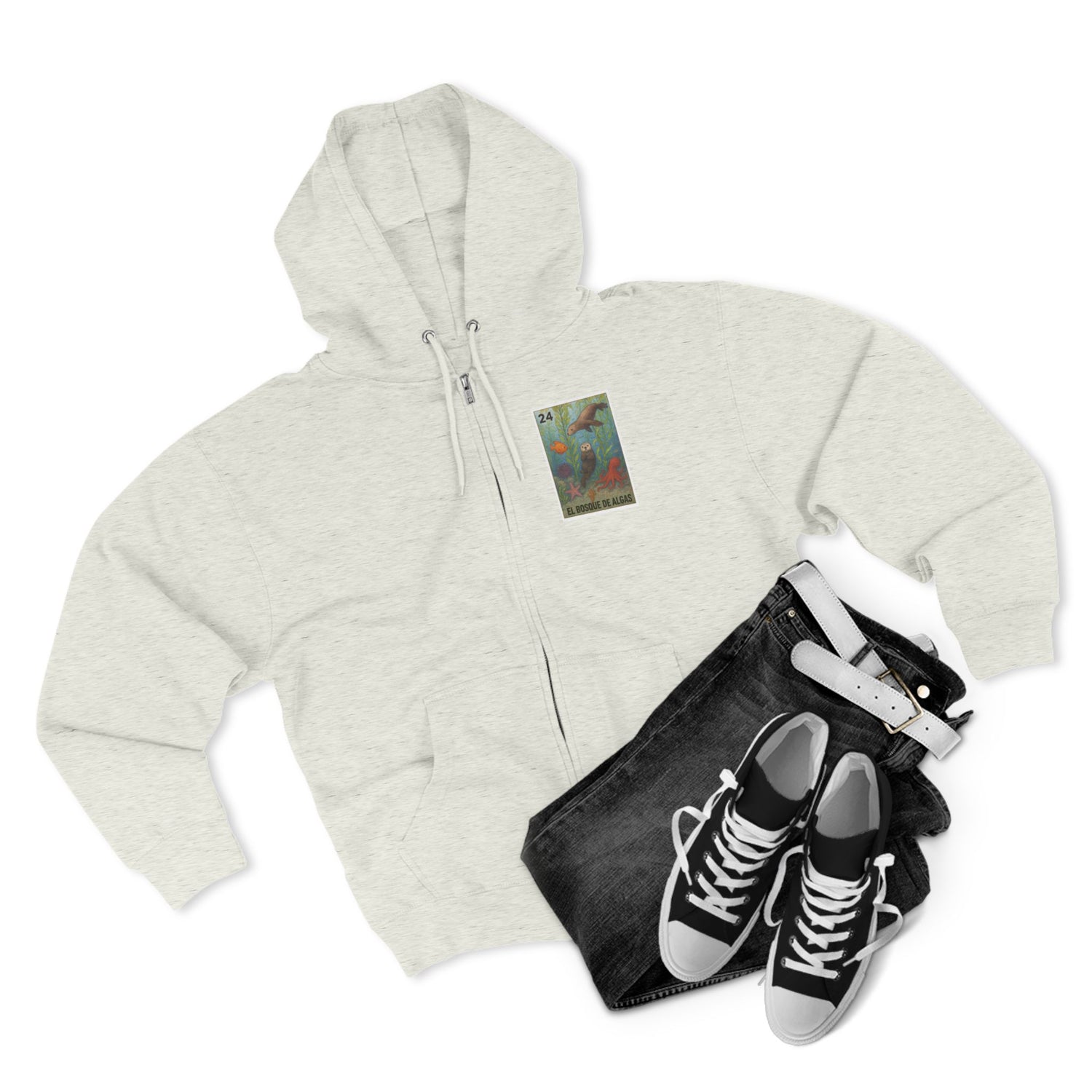 Kelp Forest Lotería Unisex - Zip Cotton Blend Fleece Hoodie (El Bosque de Algas)