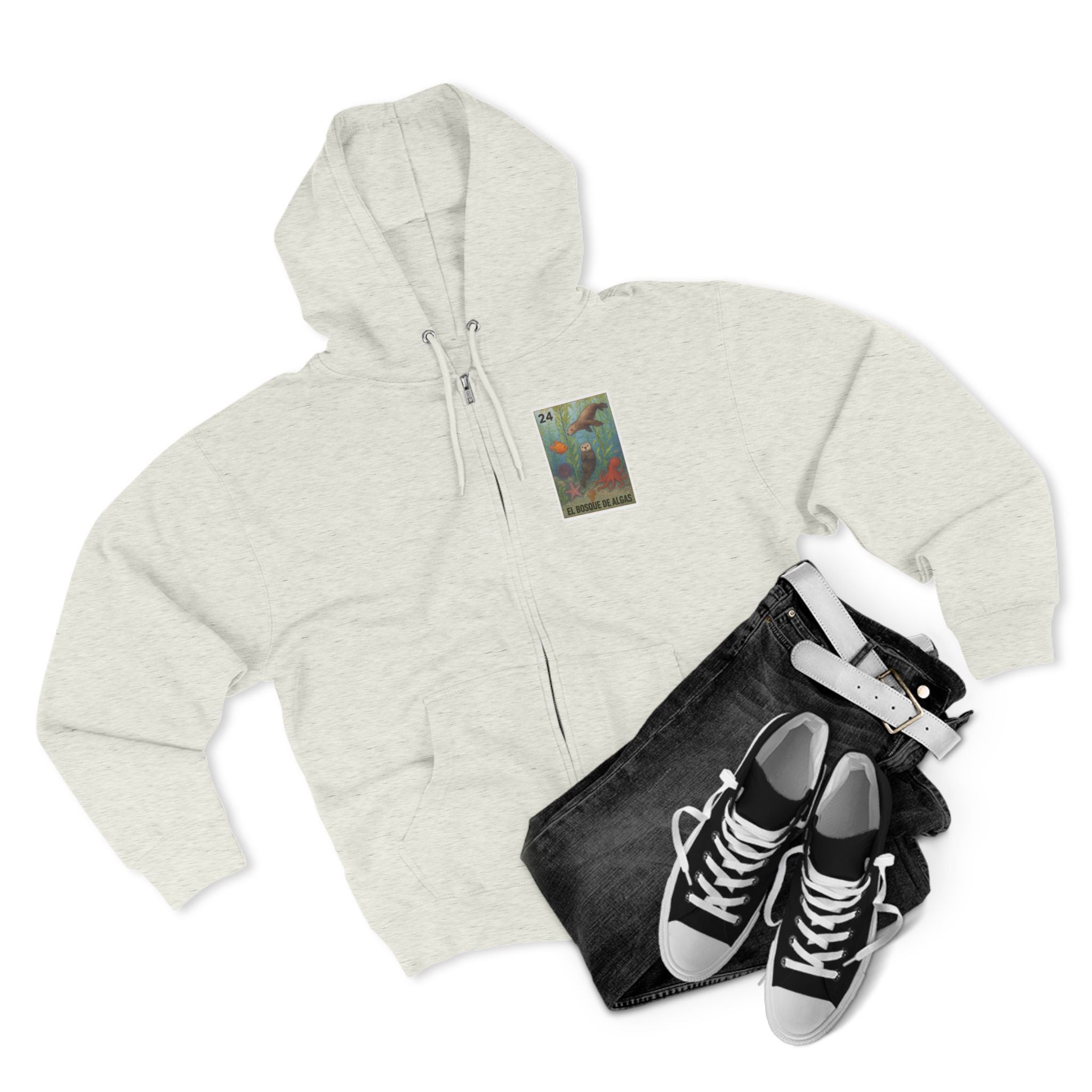 Kelp Forest Lotería Unisex - Zip Cotton Blend Fleece Hoodie (El Bosque de Algas)