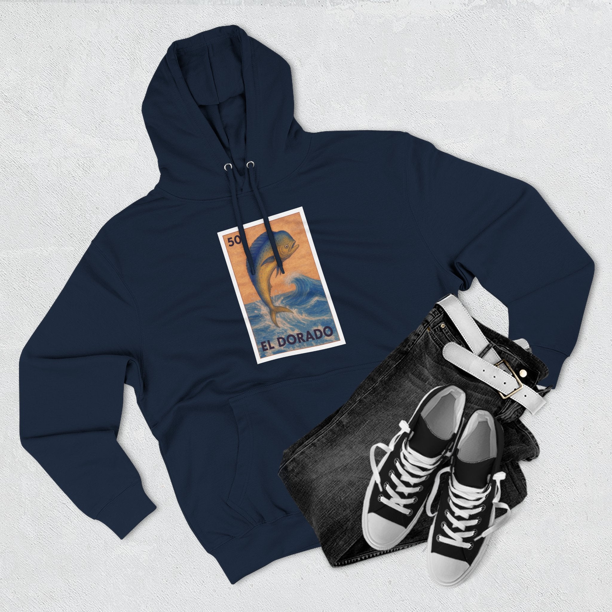 Dorado Lotería Unisex - Pull-Over Cotton Blend Fleece Hoodie (El Dorado)