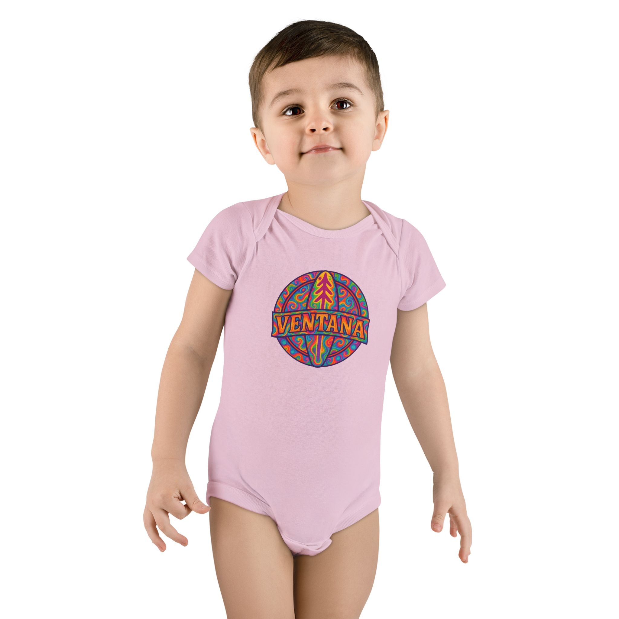 Ventana Psychedelic Treefish Logo - Baby Short Sleeve 100% Cotton Onesie