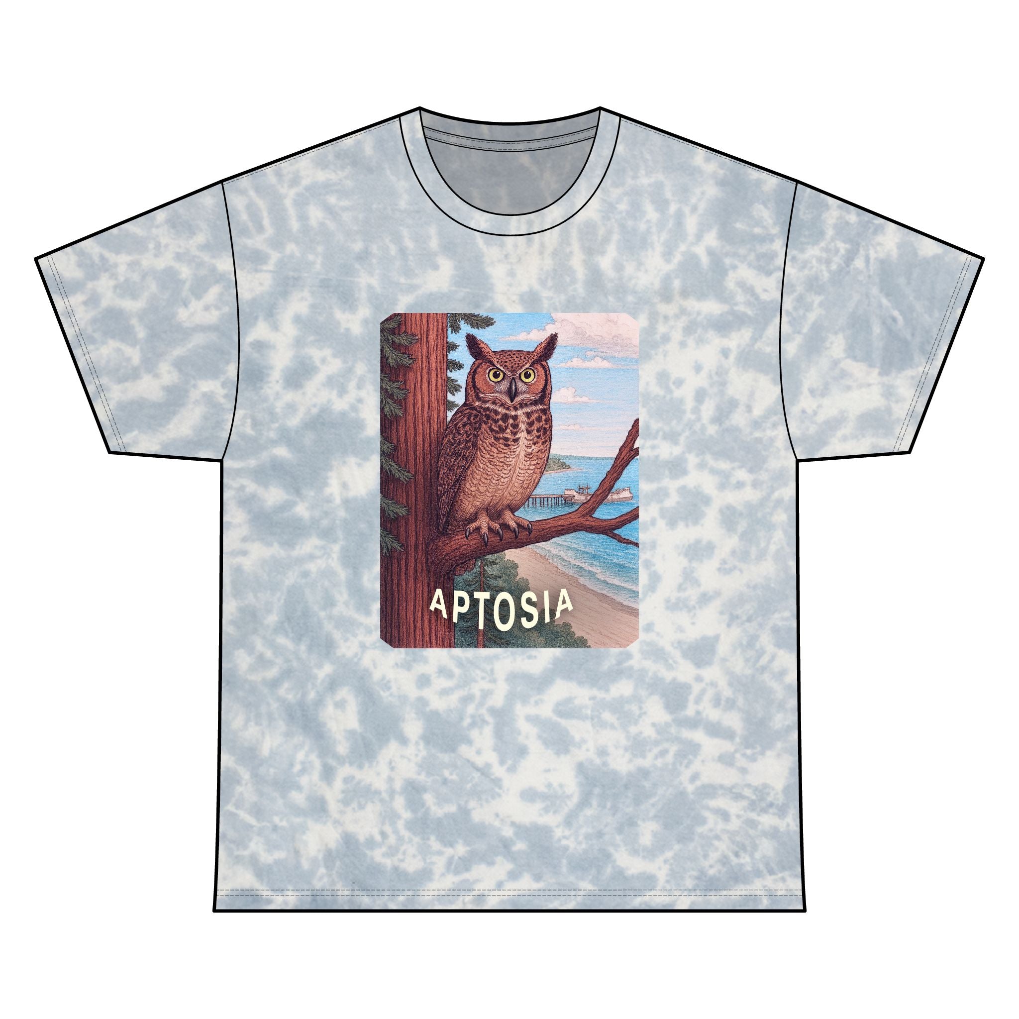 Aptos California Aptosia Owl Tie Dye Unisex - 100% Cotton T-Shirt