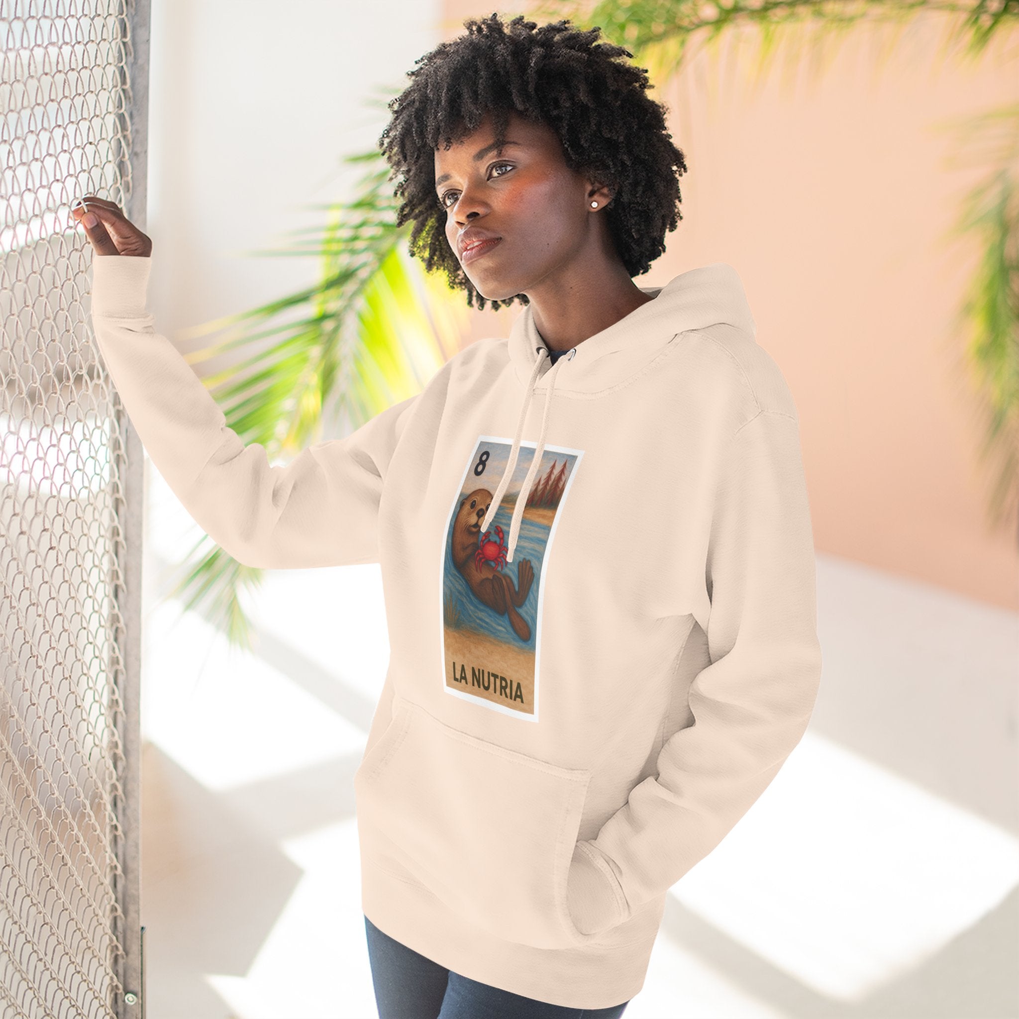 Sea Otter Lotería Unisex - Pull-Over Cotton Blend Fleece Hoodie (La Nutria)