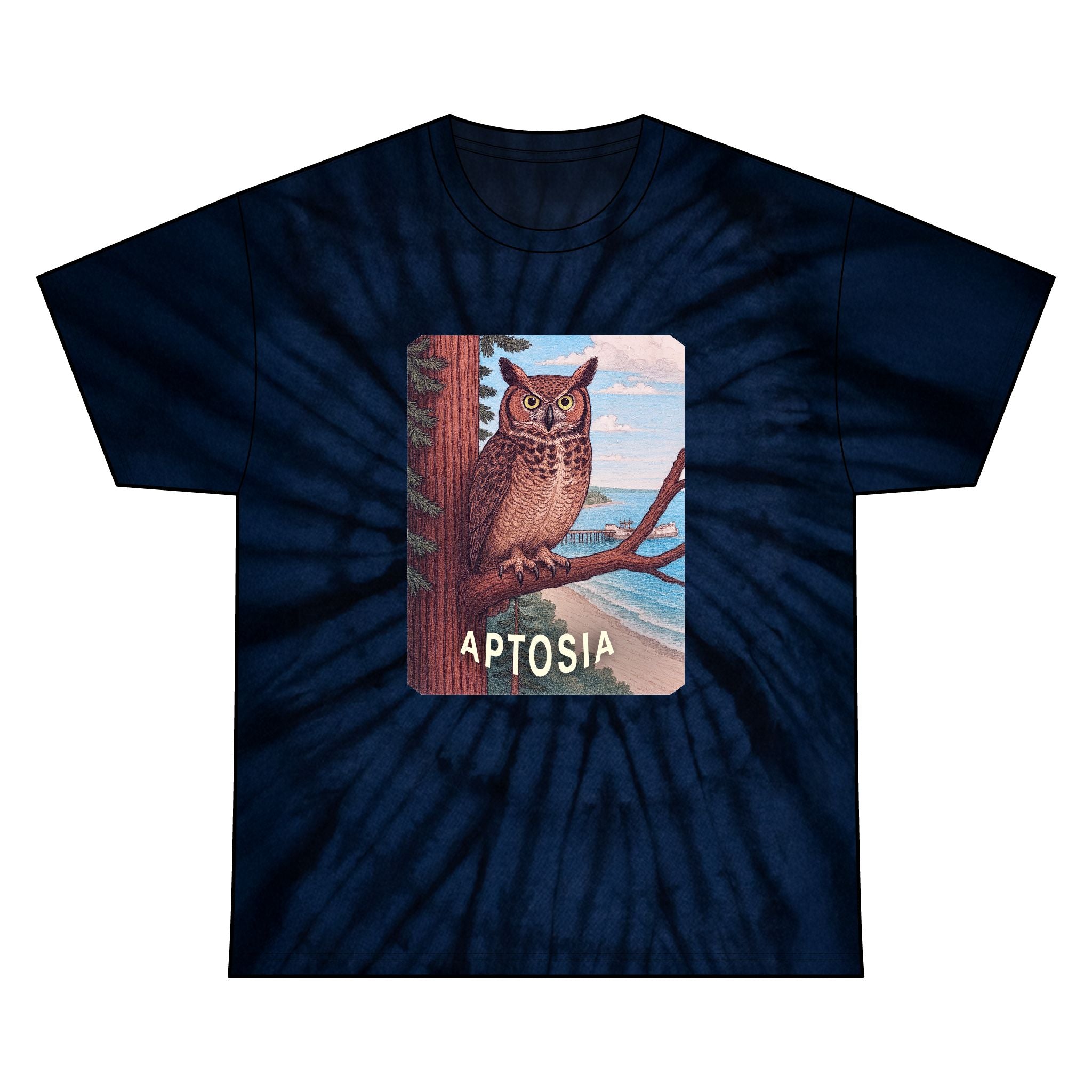 Aptos California Aptosia Owl Tie Dye Unisex - 100% Cotton T-Shirt