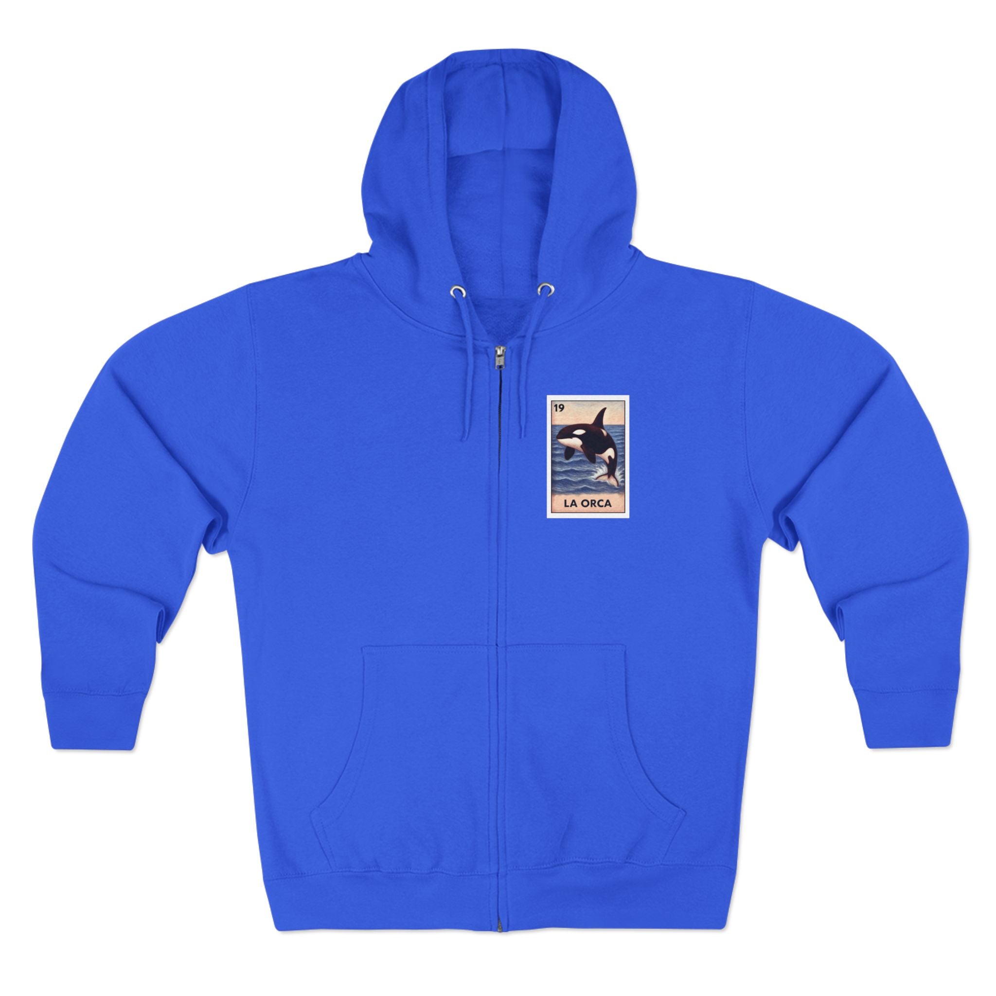 Orca Lotería Unisex - Zip Cotton Blend Fleece Hoodie (La Orca)