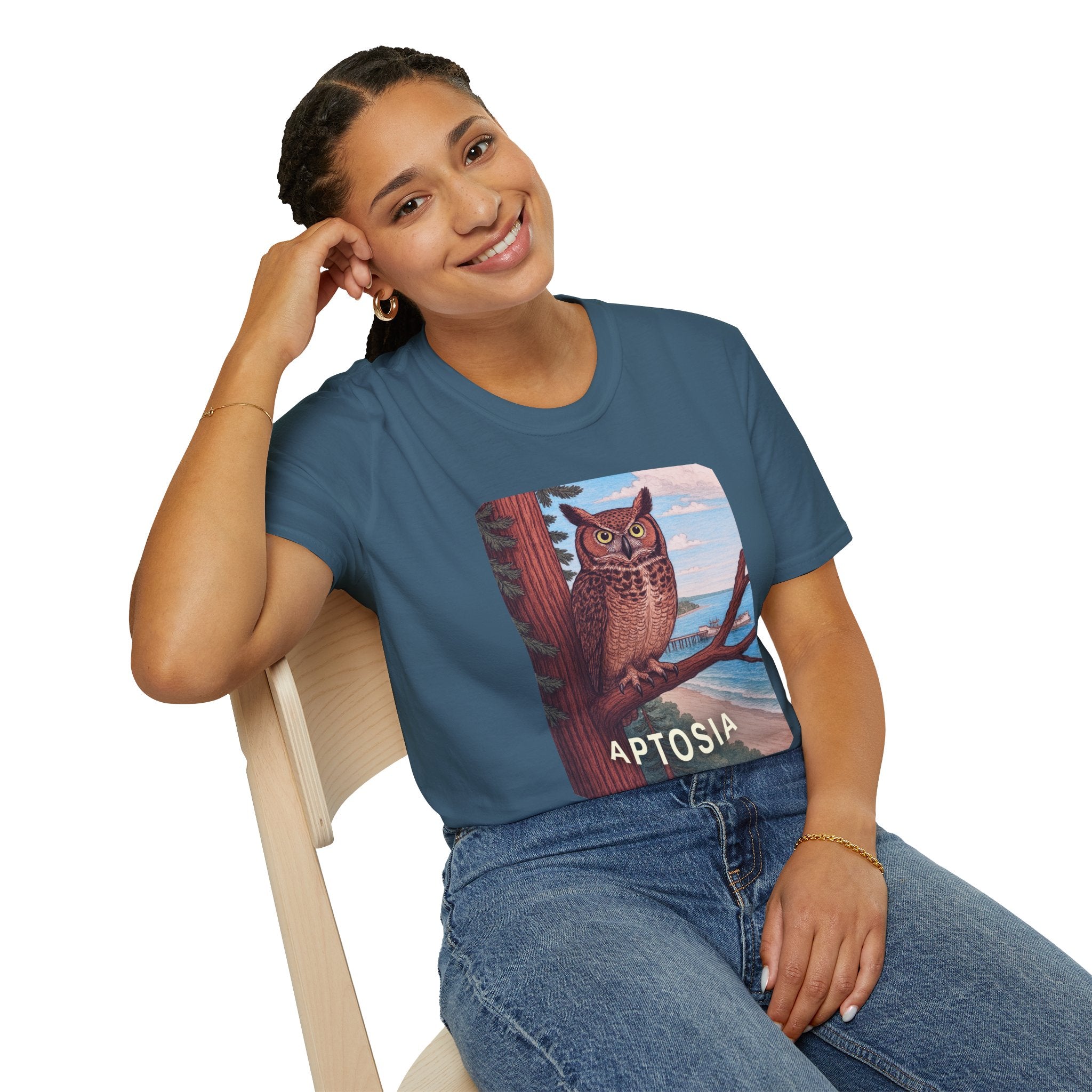 Aptos California Aptosia Owl Unisex - U.S. Cotton T-Shirt