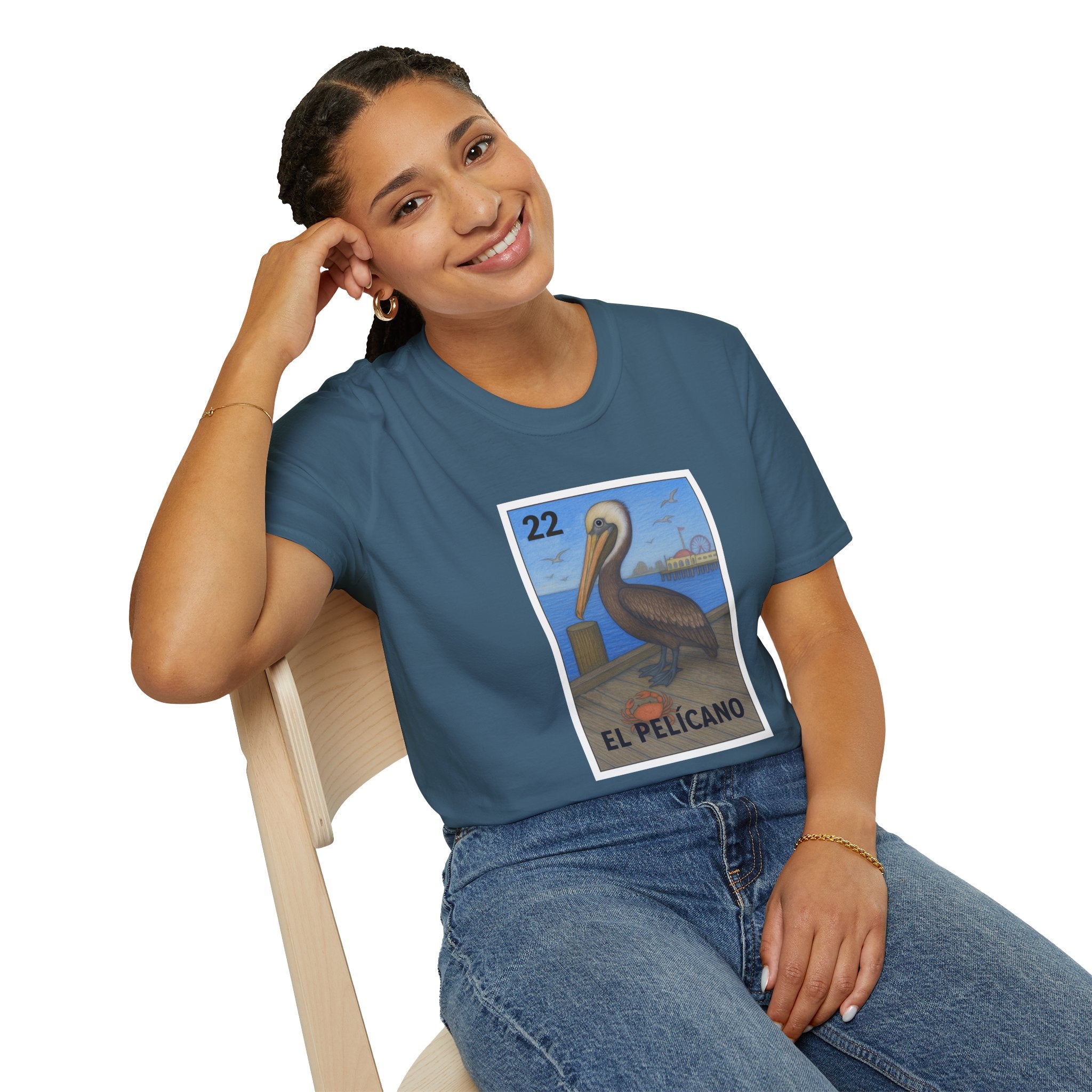 Pelican Lotería Unisex - Soft Style U.S. Cotton T-Shirt (El Pelícano)