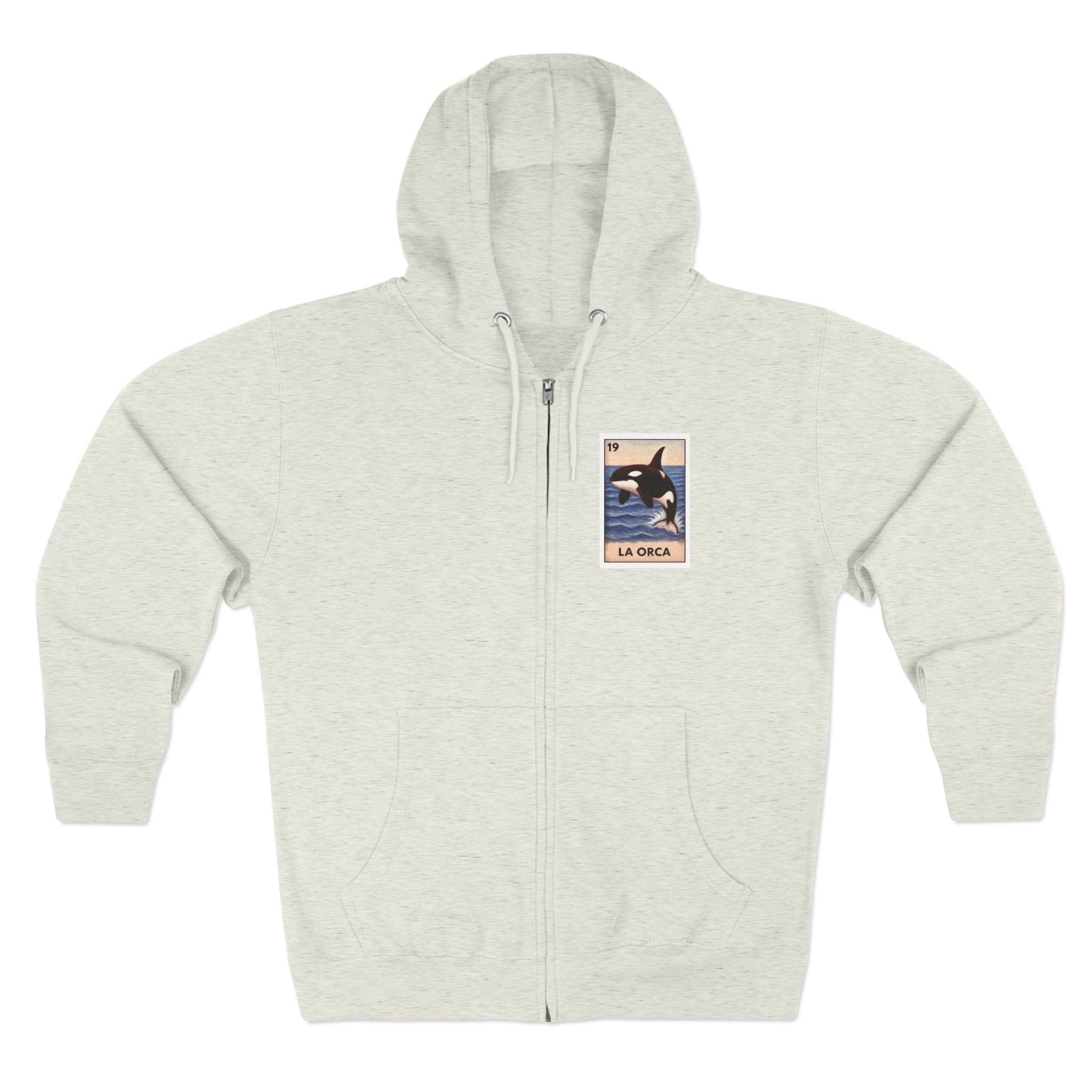 Orca Lotería Unisex - Zip Cotton Blend Fleece Hoodie (La Orca)