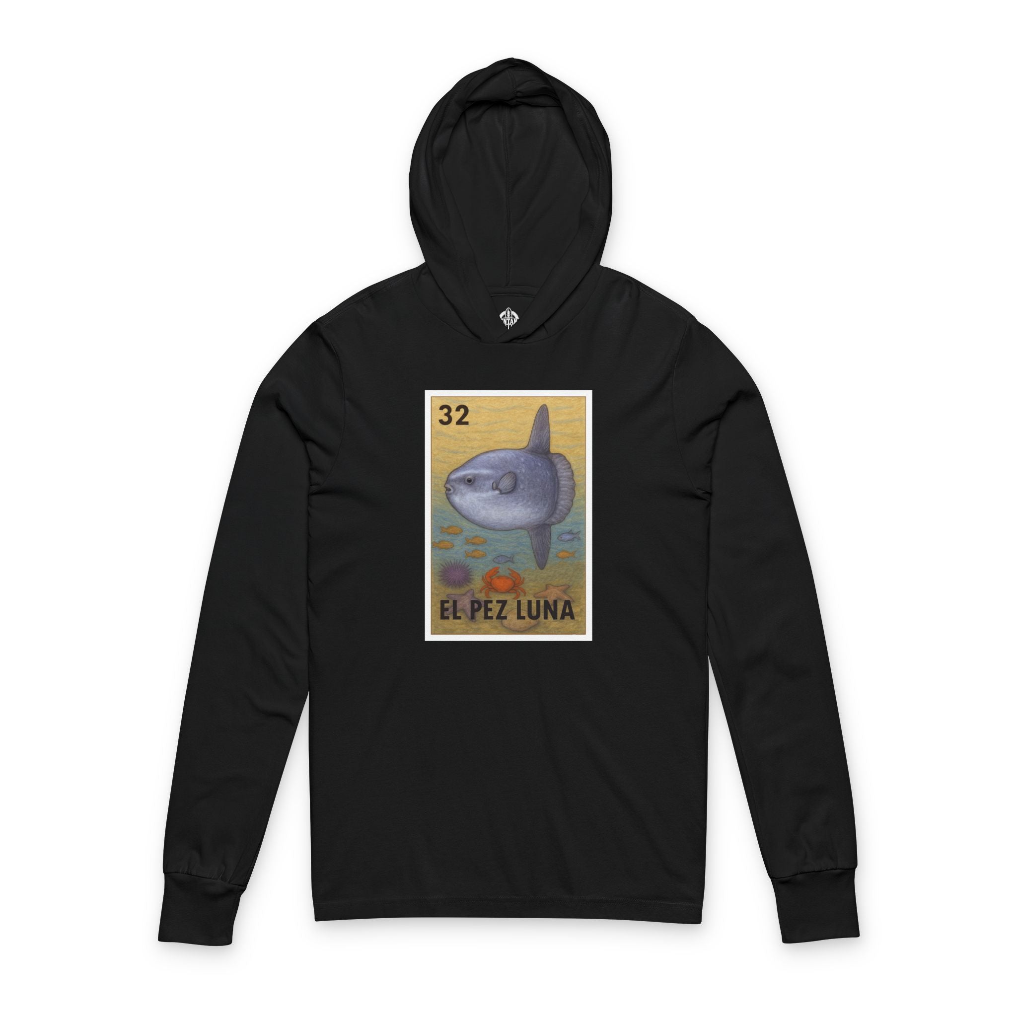 Sunfish Lotería Unisex - Cotton Hooded Long Sleeve Hooded T-Shirt (El Pez Luna)