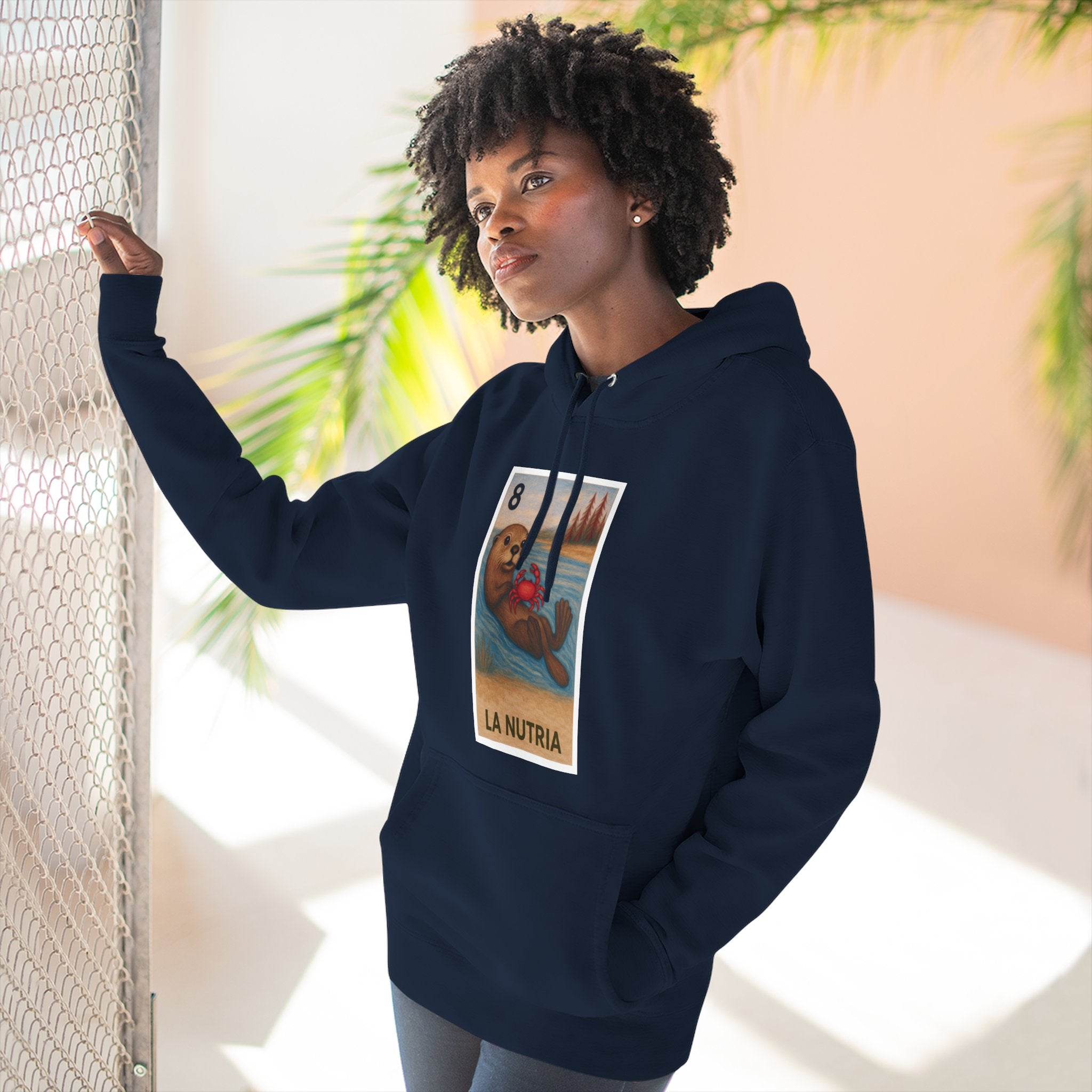 Sea Otter Lotería Unisex - Pull-Over Cotton Blend Fleece Hoodie (La Nutria)