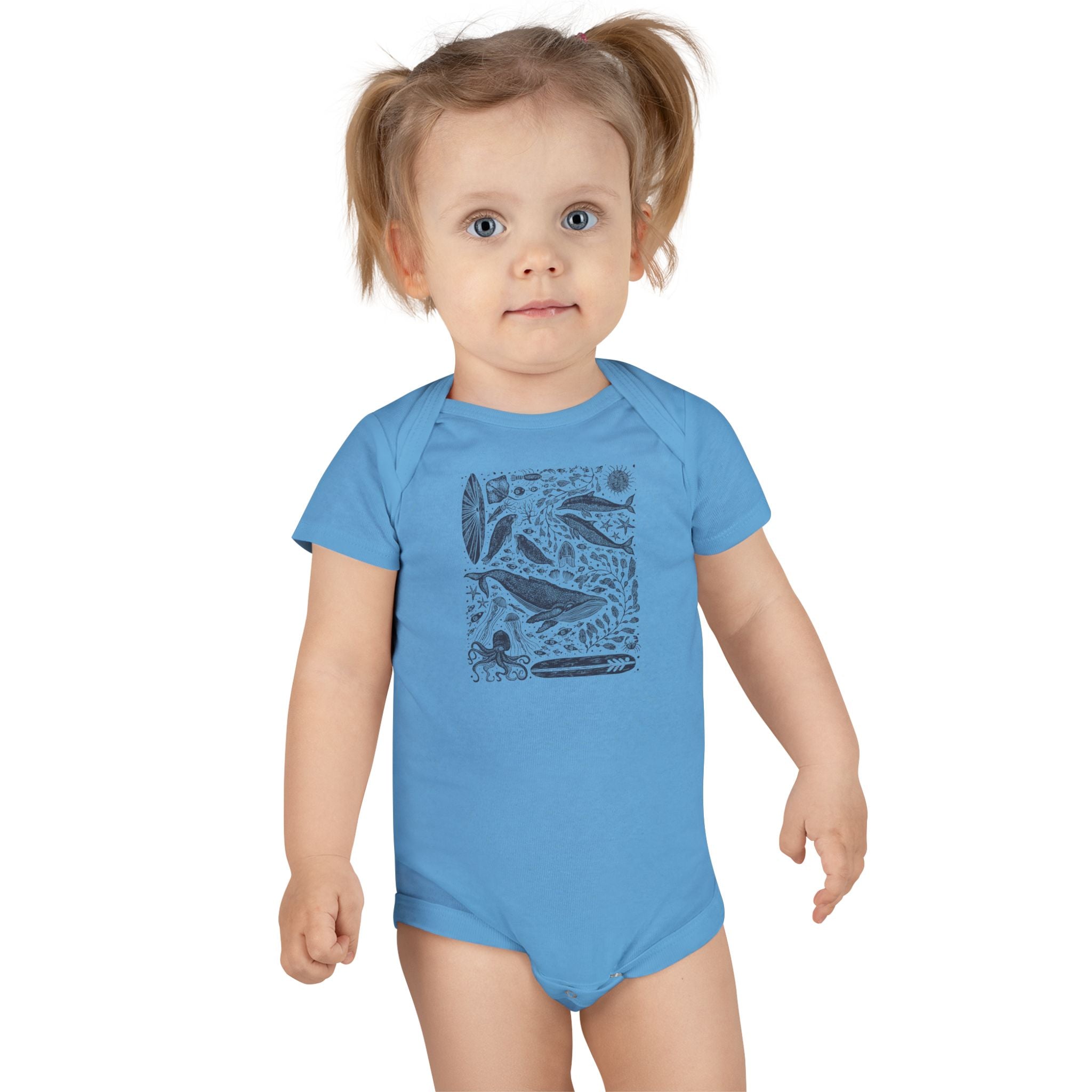 Ventana Marine Life by Lili Arnold - Baby Short Sleeve 100% Cotton Onesie