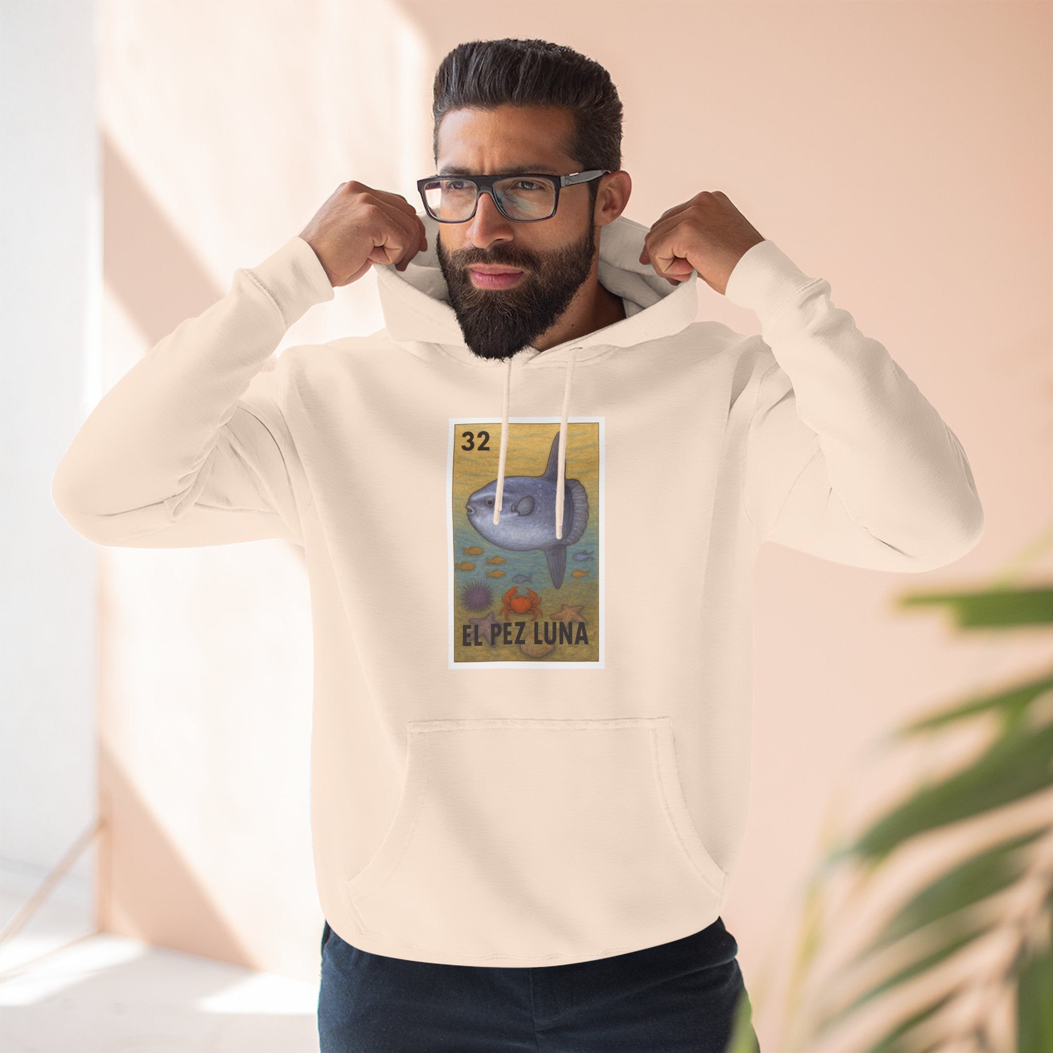 Sunfish Lotería Unisex - Pull-Over Cotton Blend Fleece Hoodie (El Pez Luna)