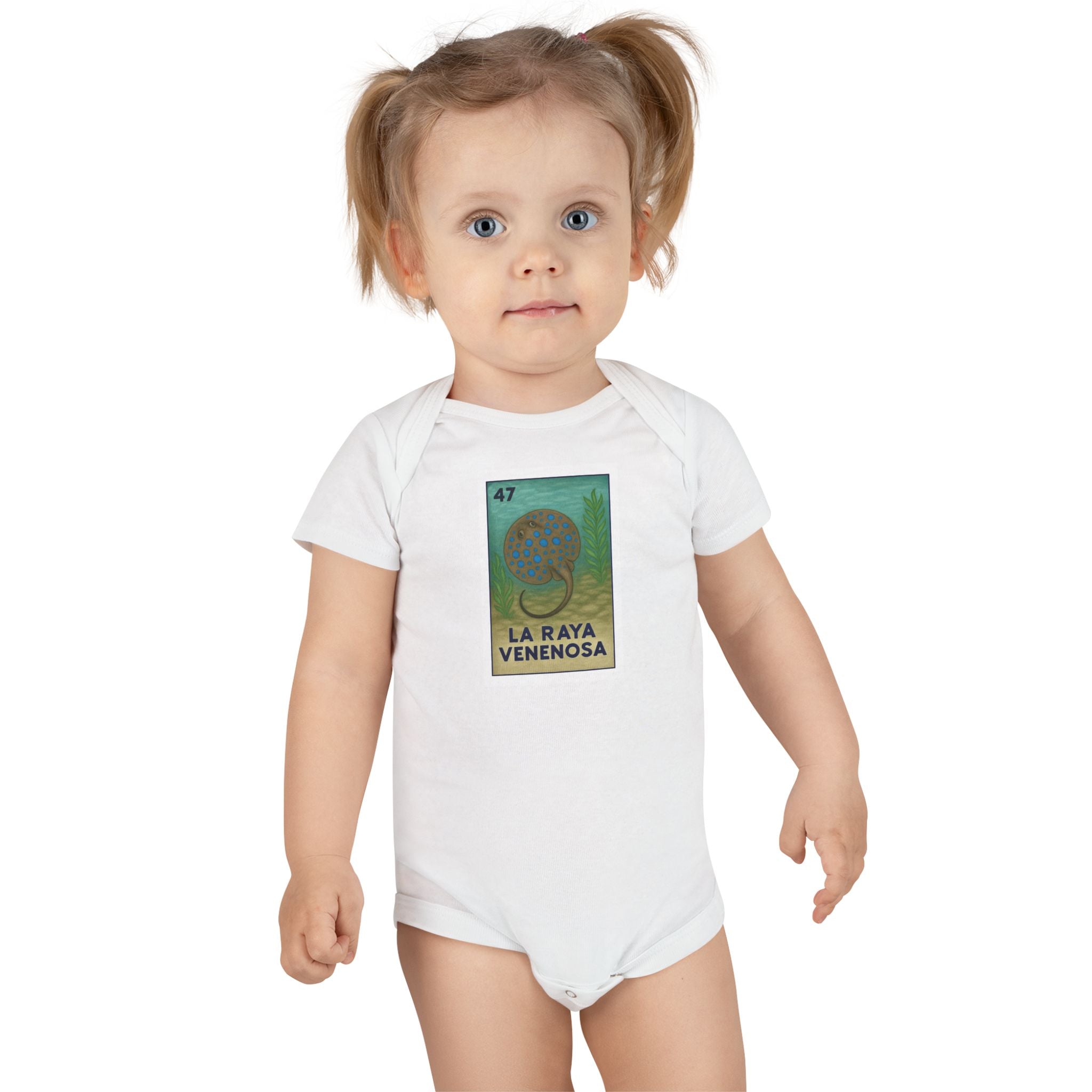 Stingray Lotería - Baby Short Sleeve 100% Cotton Onesie (La Raya Venenosa)