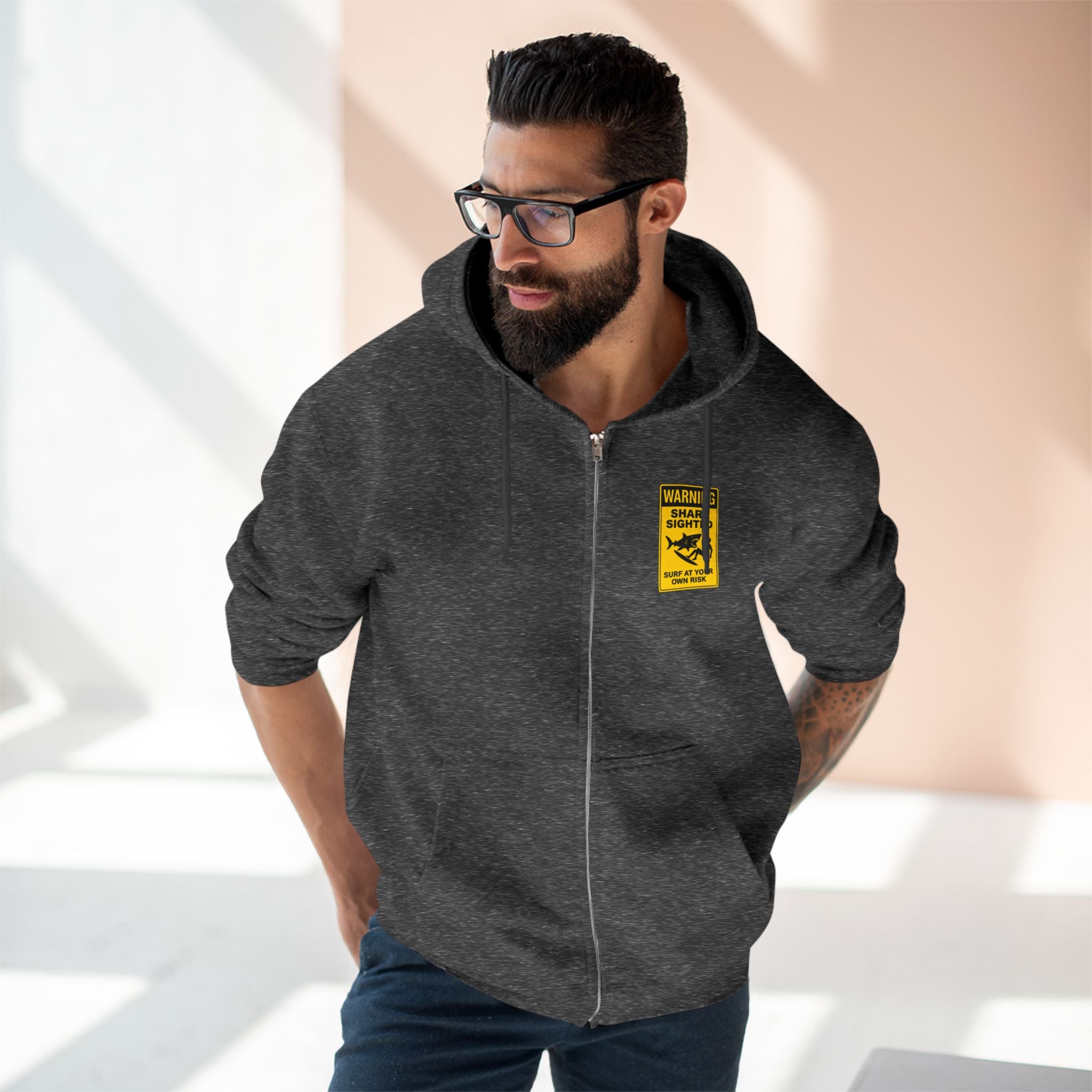 Shark Sighted Unisex - Zip Cotton Blend Fleece Hoodie