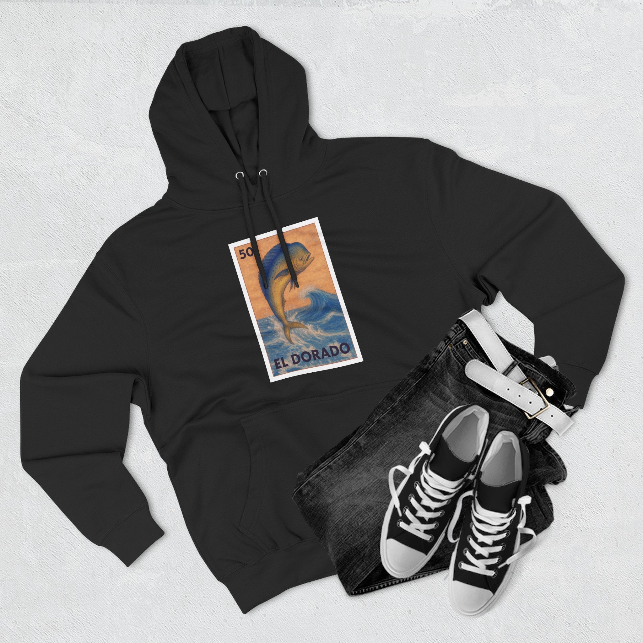 Dorado Lotería Unisex - Pull-Over Cotton Blend Fleece Hoodie (El Dorado)