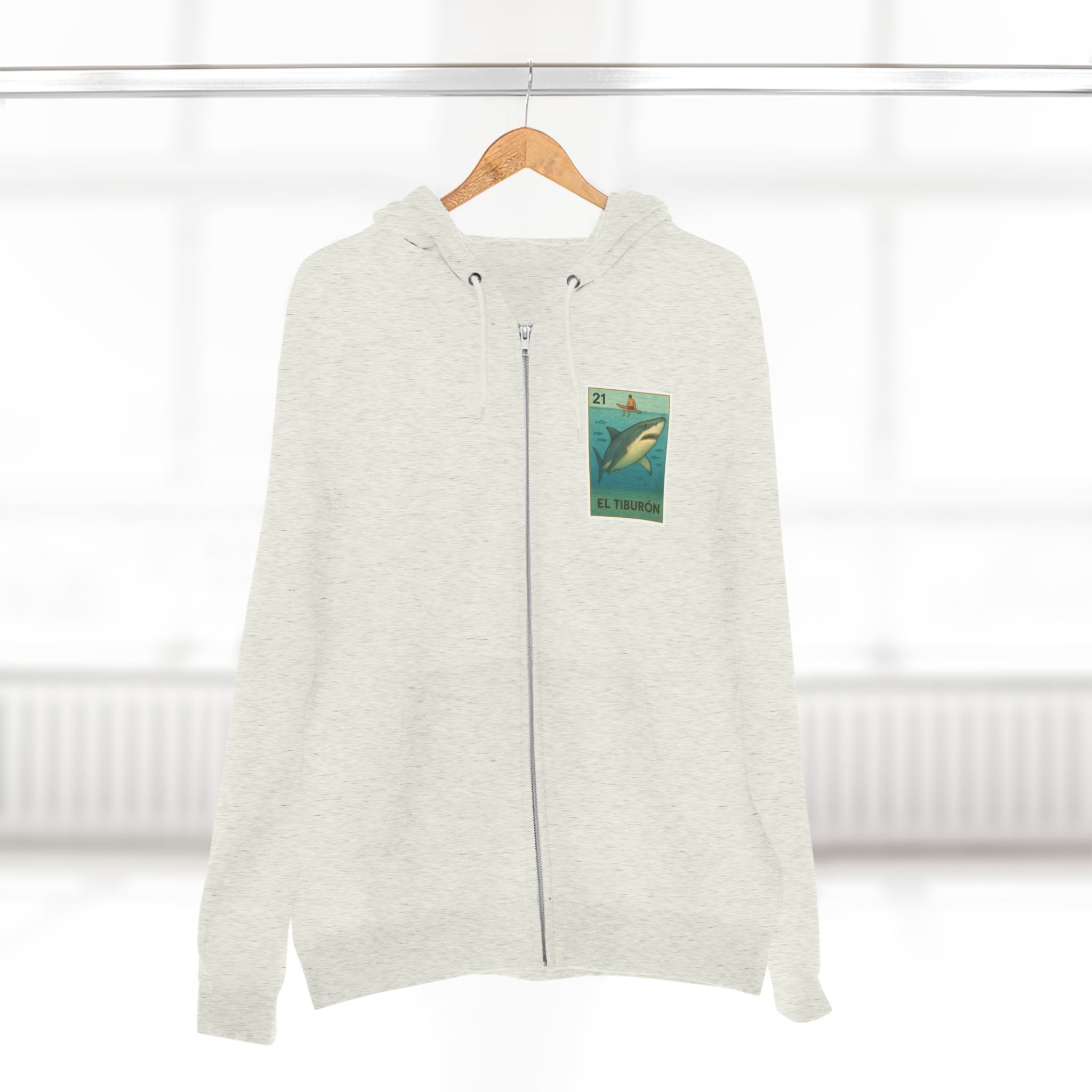 Shark Lotería Unisex - Zip Cotton Blend Fleece Hoodie (El Tiburón)