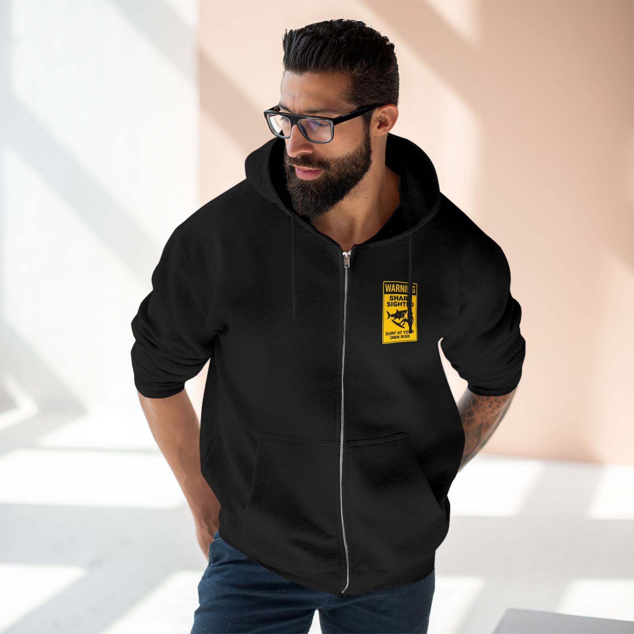 Shark Sighted Unisex - Zip Cotton Blend Fleece Hoodie