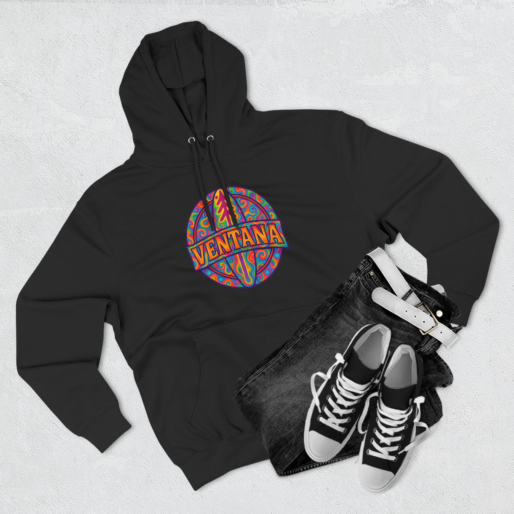 Ventana Psychedelic Treefish Logo Unisex - Pull-Over Cotton Blend Fleece Hoodie