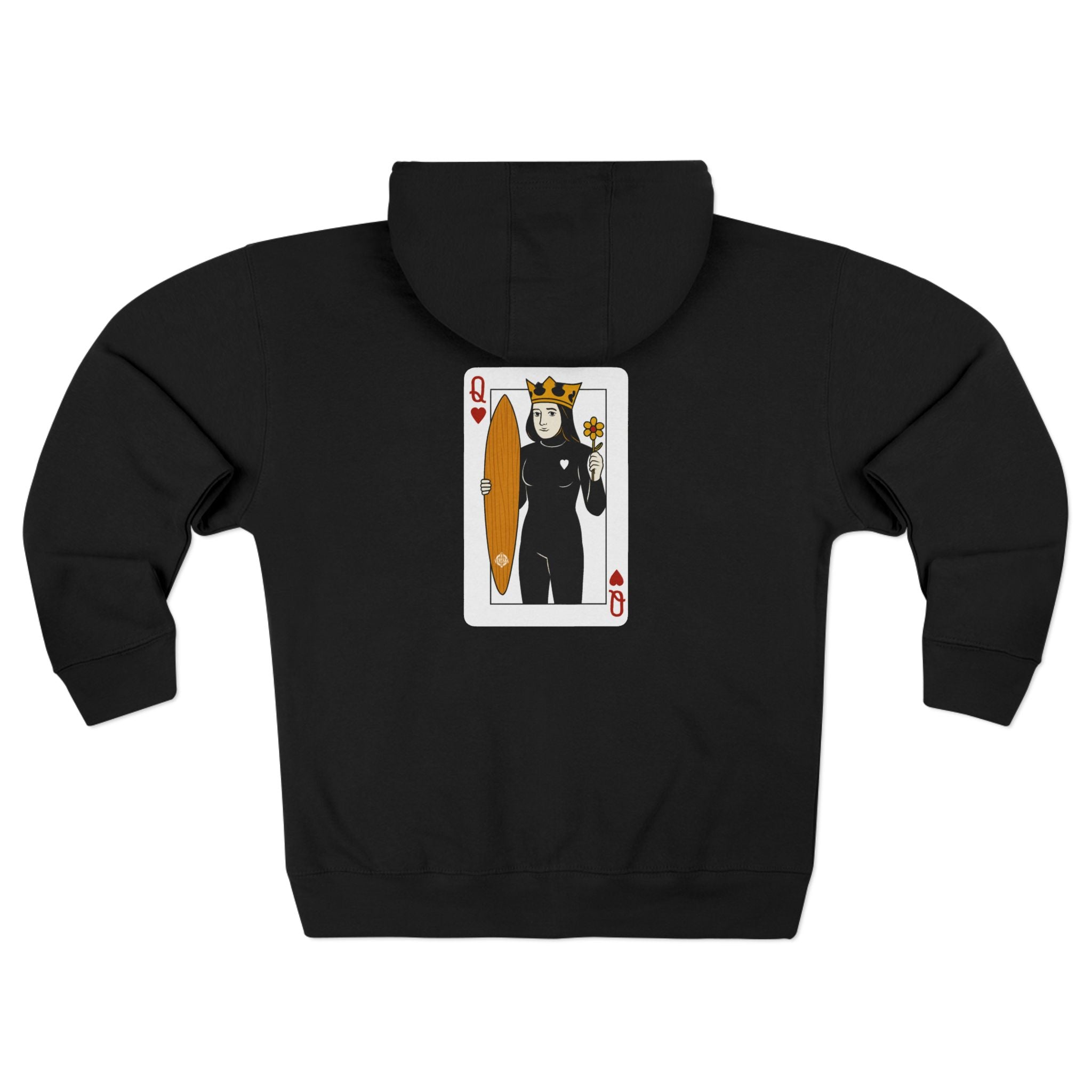 Queen of Hearts Surfer Unisex - Zip Cotton Blend Fleece Hoodie