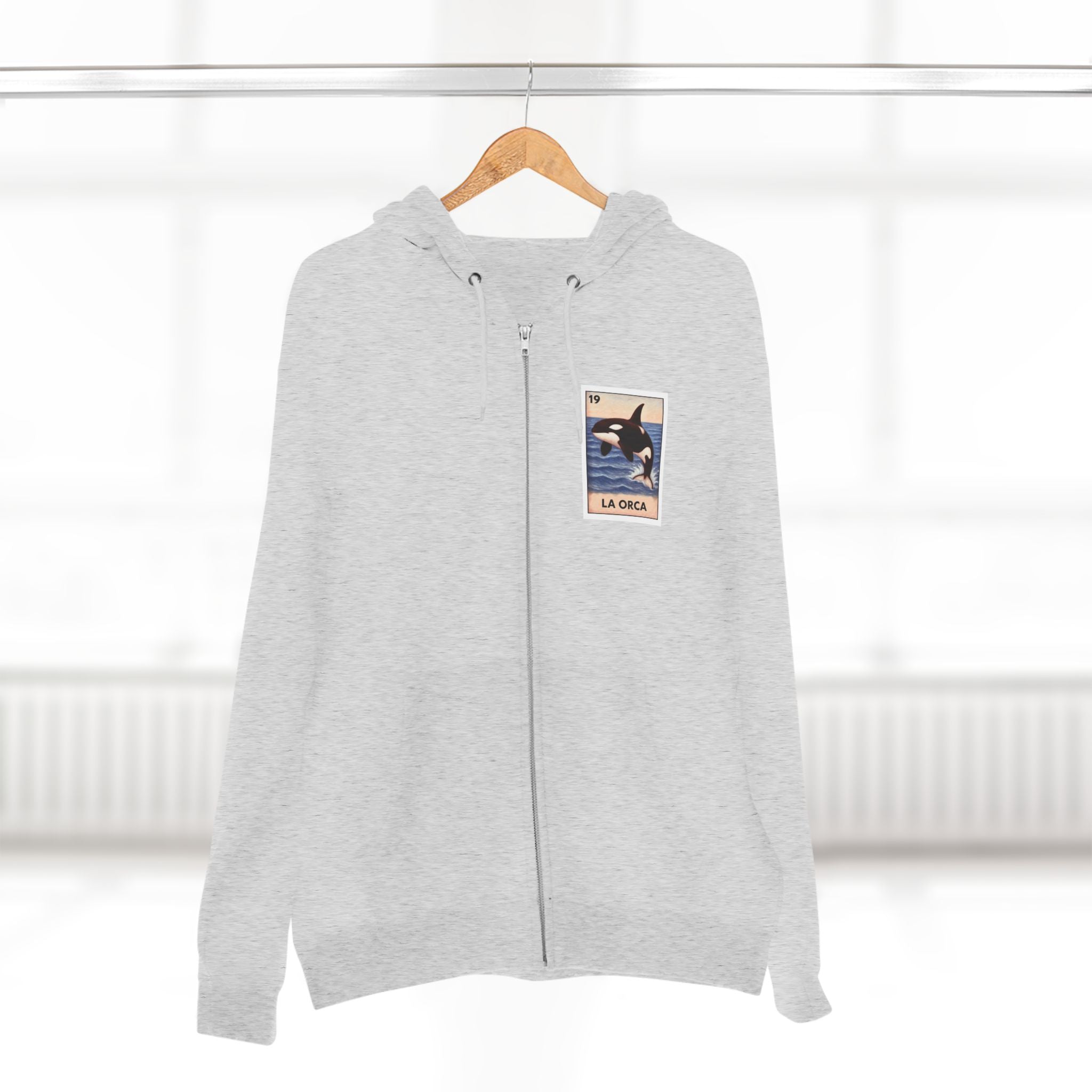 Orca Lotería Unisex - Zip Cotton Blend Fleece Hoodie (La Orca)
