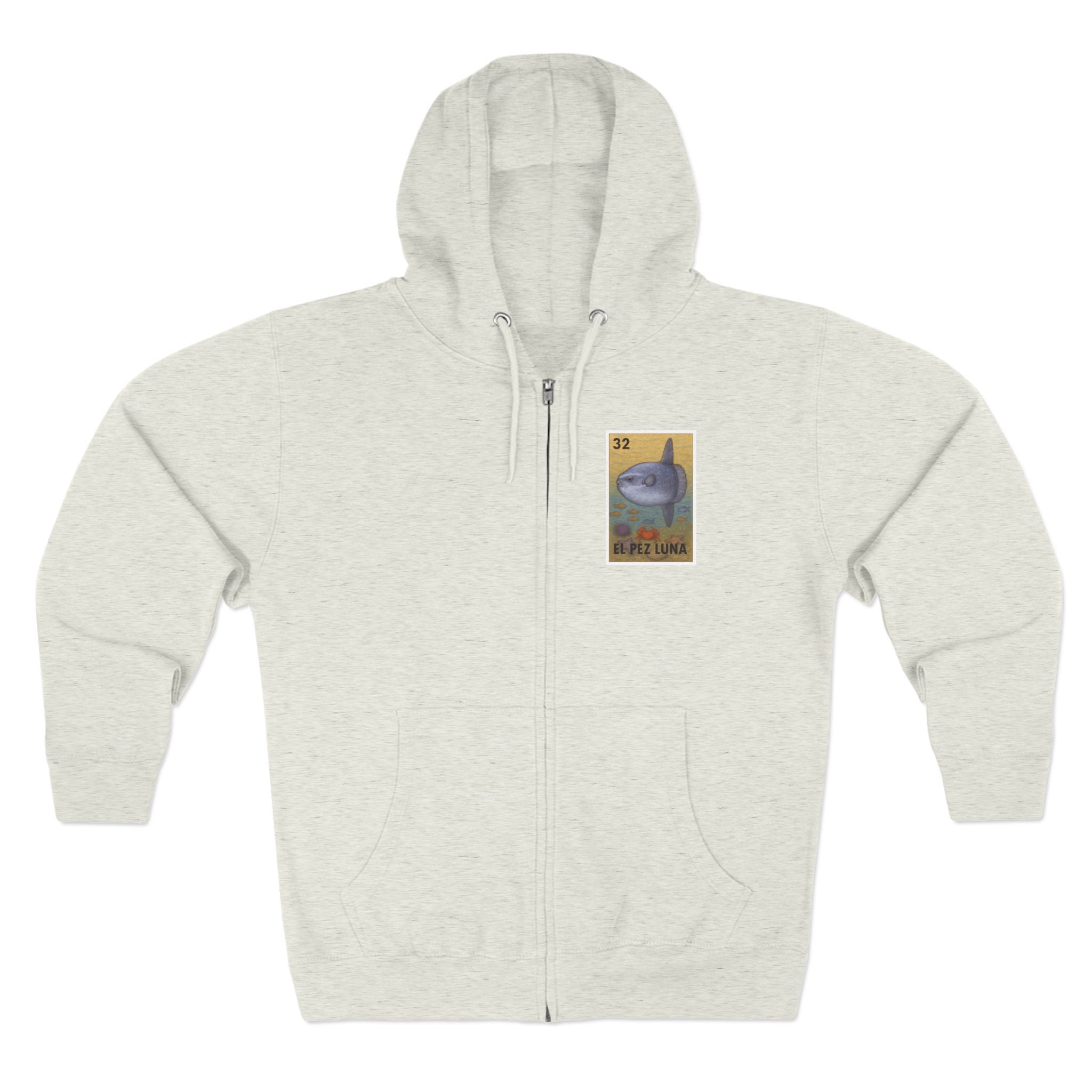 Sunfish Lotería Unisex - Zip Cotton Blend Fleece Hoodie (El Pez Luna)