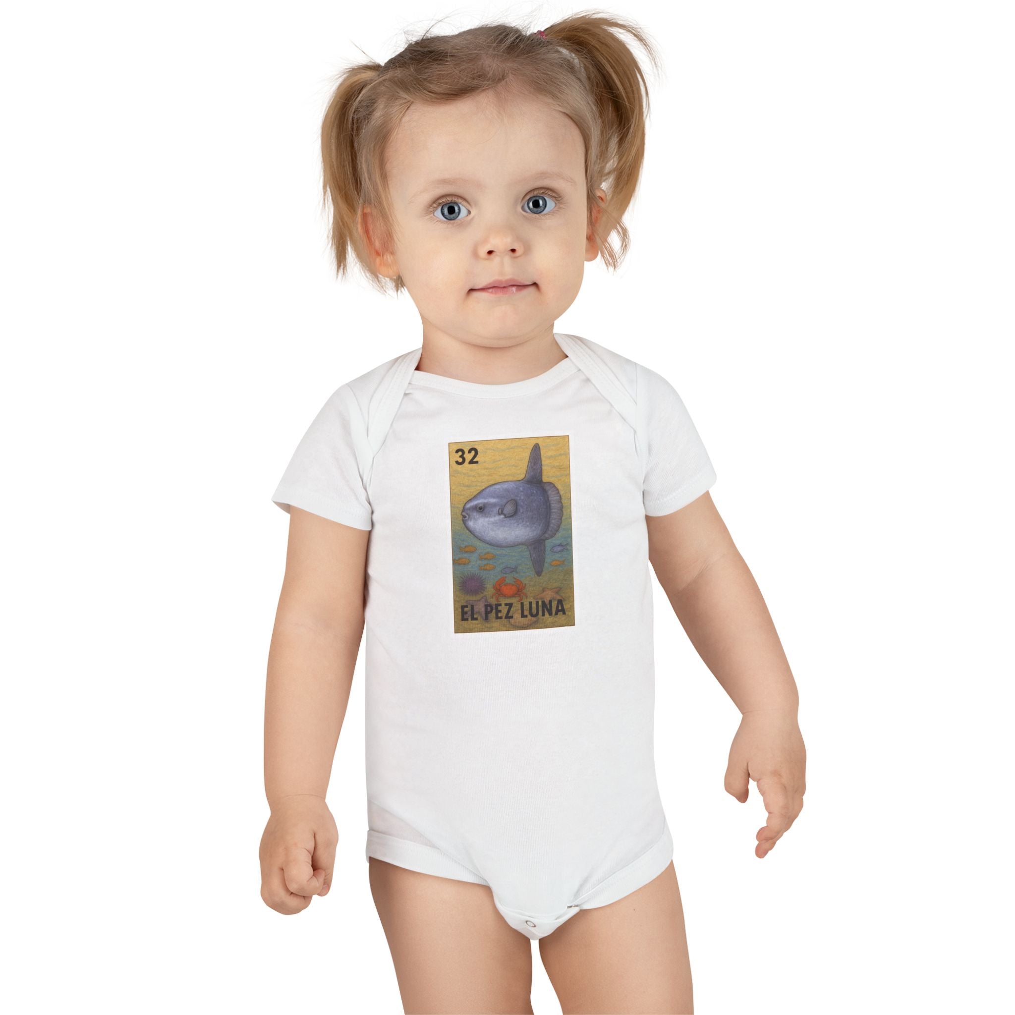 Sunfish Lotería - Baby Short Sleeve 100% Cotton Onesie (El Pez Luna)