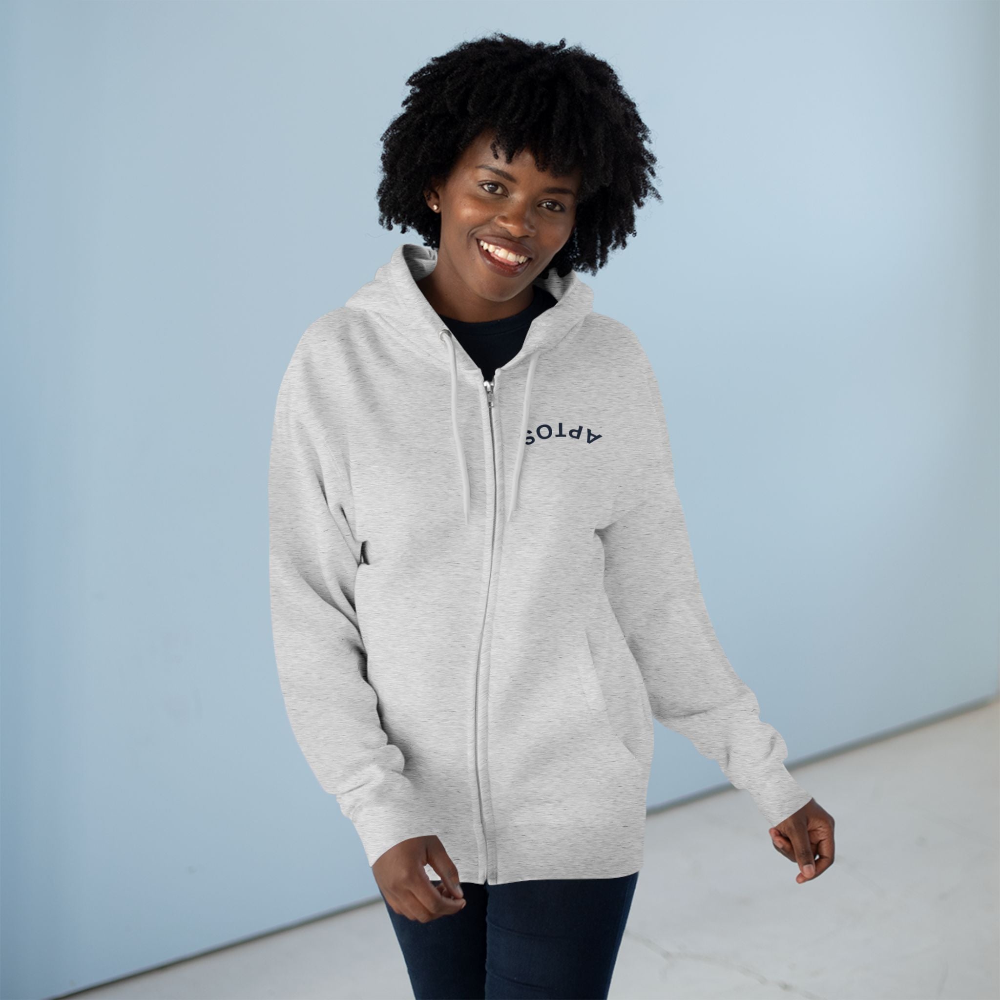 Aptos California Upside Down Unisex - Zip Cotton Blend Fleece Hoodie