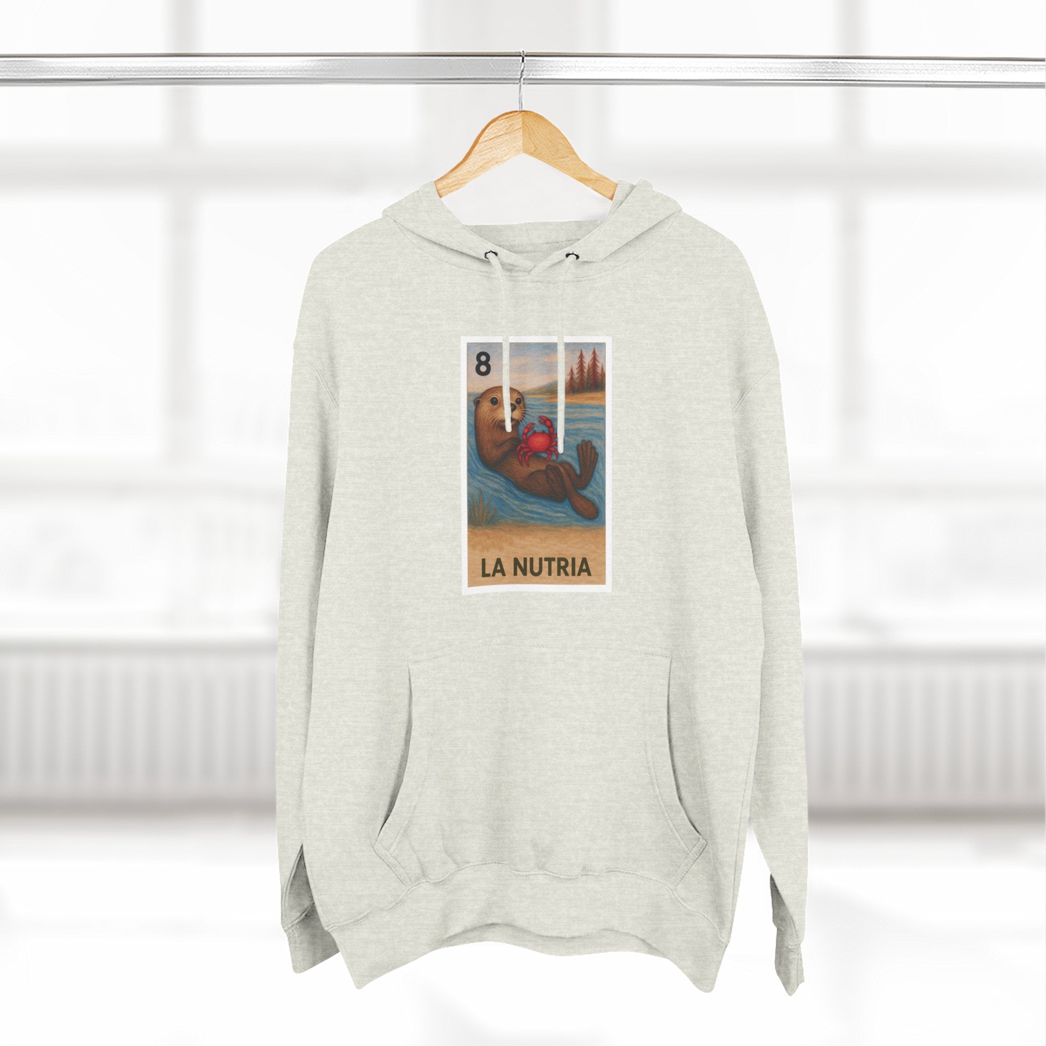 Sea Otter Lotería Unisex - Pull-Over Cotton Blend Fleece Hoodie (La Nutria)