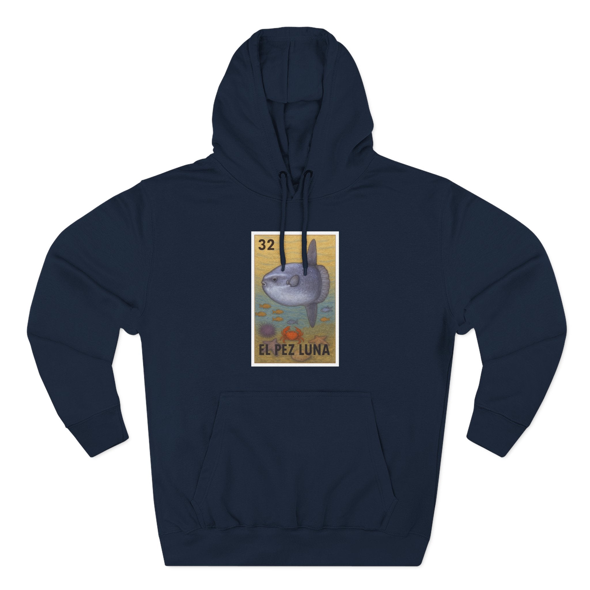 Sunfish Lotería Unisex - Pull-Over Cotton Blend Fleece Hoodie (El Pez Luna)