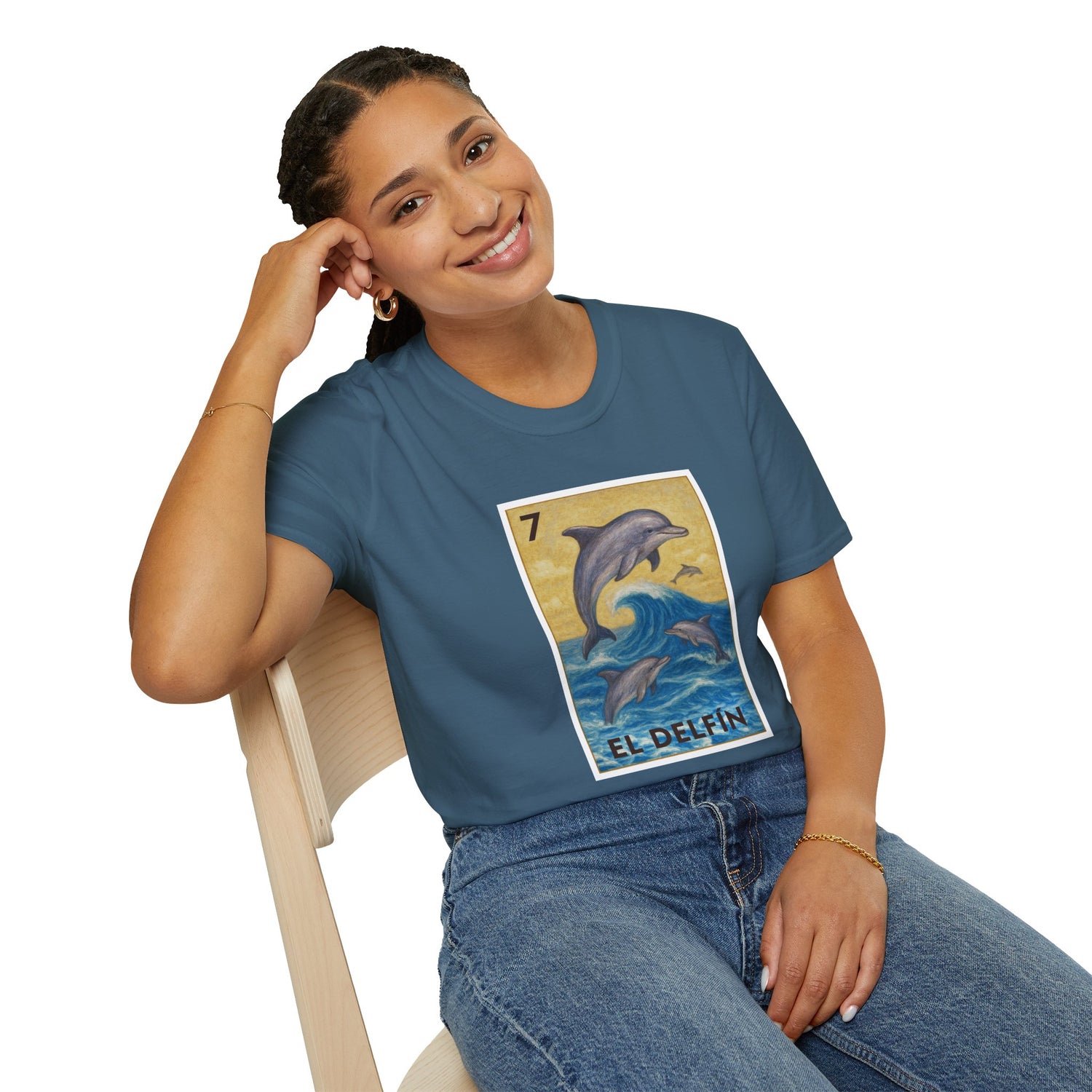 Dolphin Lotería Unisex - Soft Style U.S. Cotton T-Shirt (El Delfín)