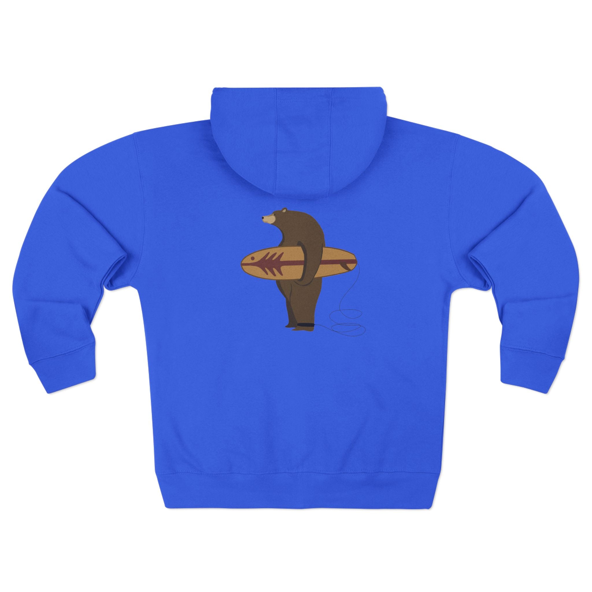 Surfing Grizzly Bear by Fabian Lavater Unisex - Zip Cotton Blend Fleece Hoodie
