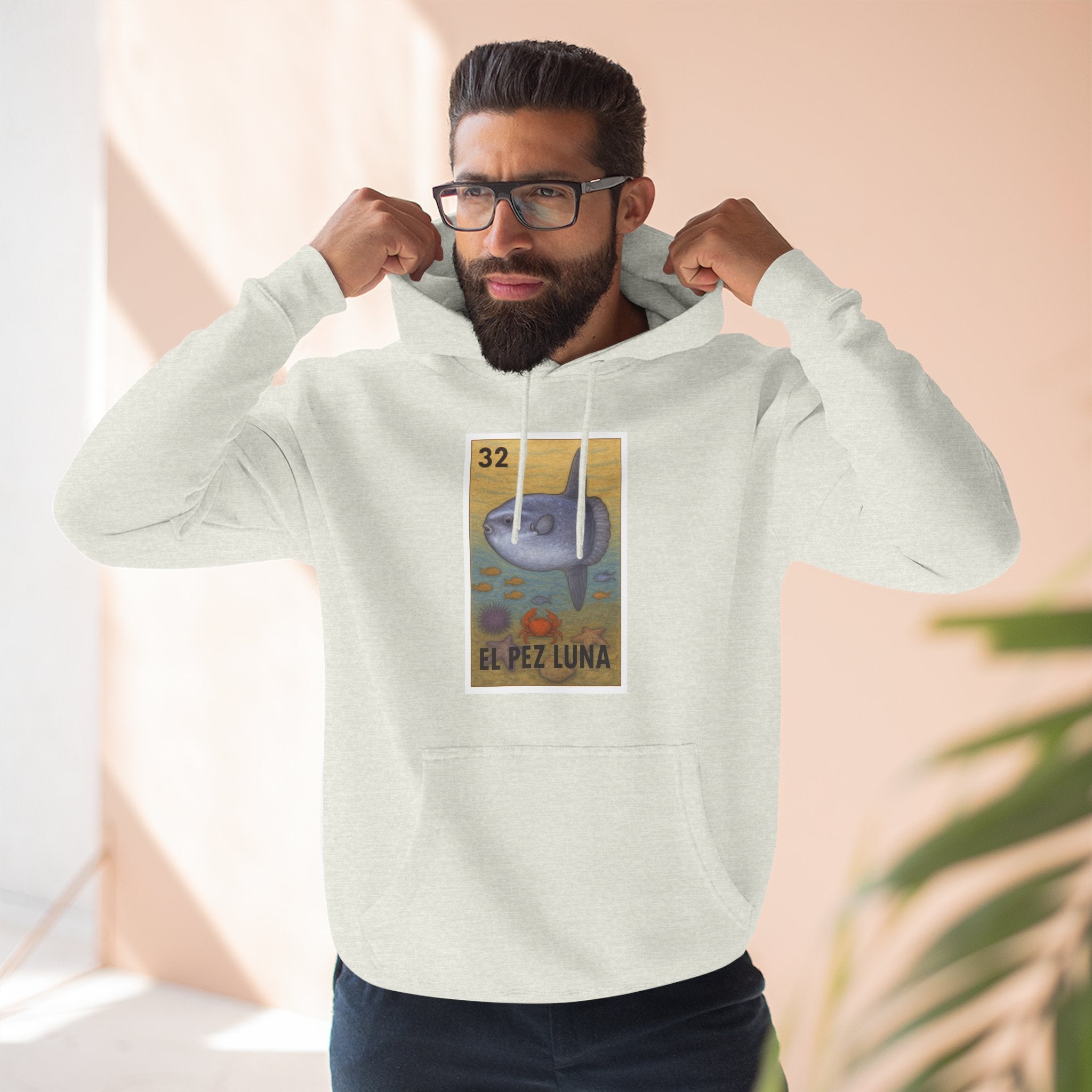 Sunfish Lotería Unisex - Pull-Over Cotton Blend Fleece Hoodie (El Pez Luna)