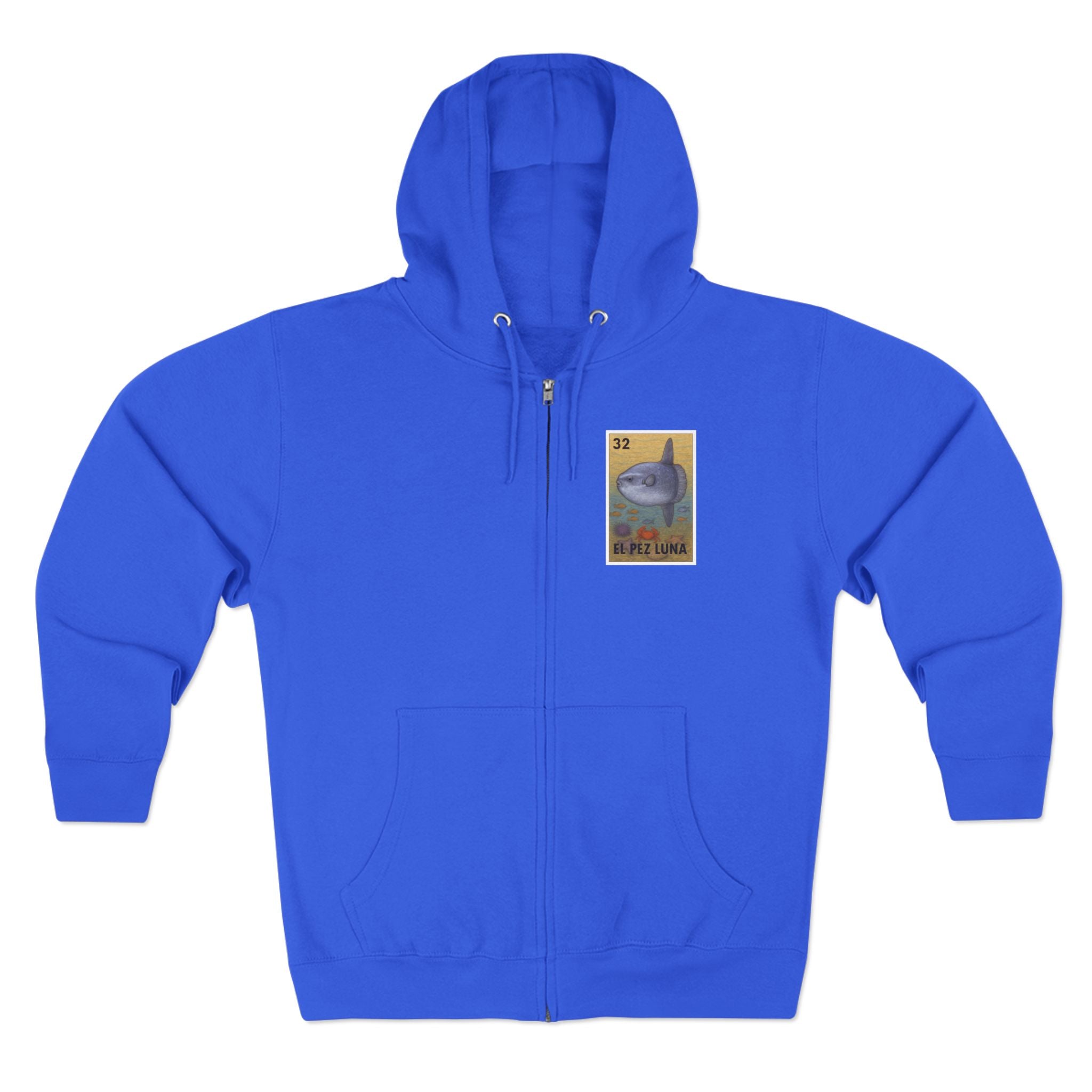 Sunfish Lotería Unisex - Zip Cotton Blend Fleece Hoodie (El Pez Luna)