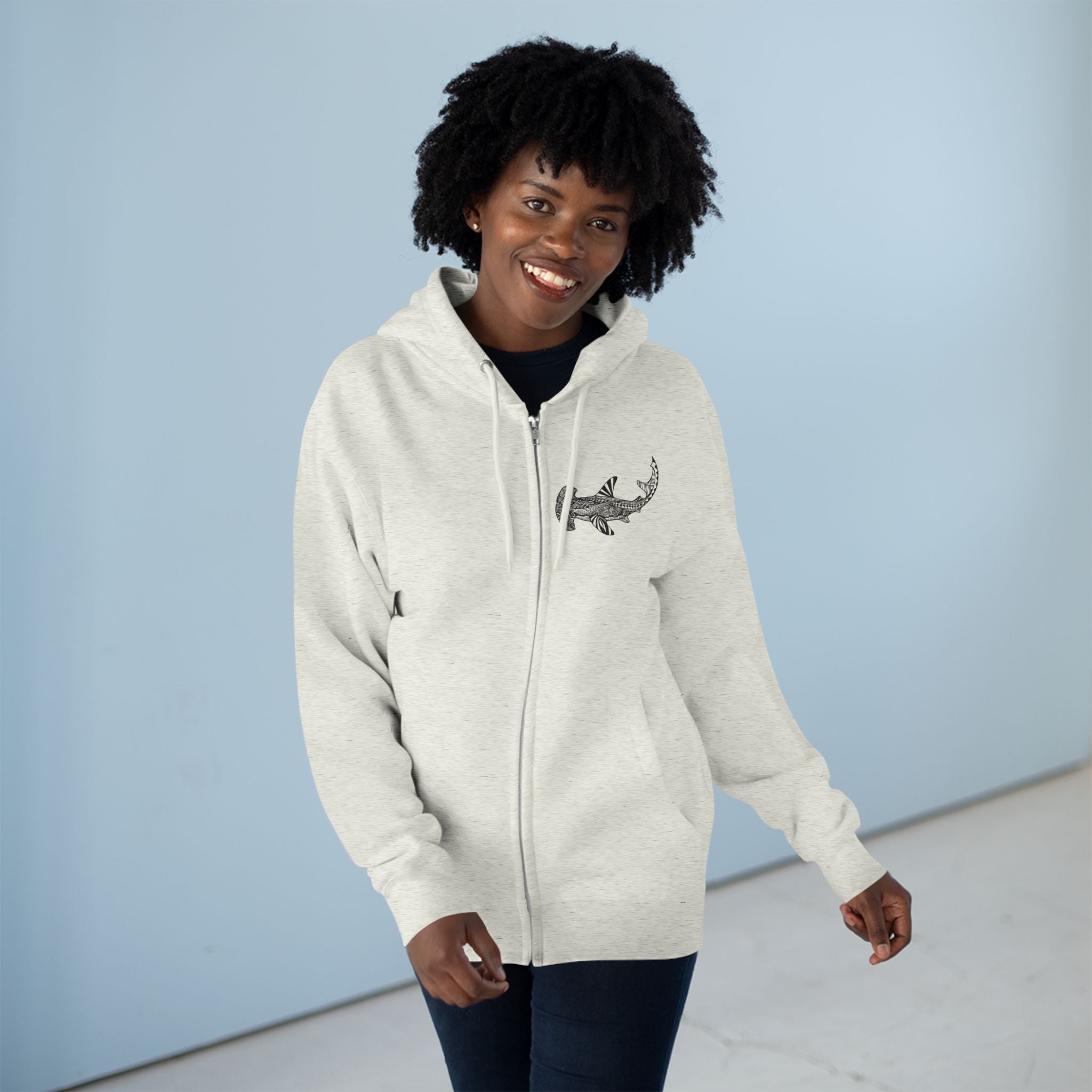 Ventangle Hammerhead Unisex - Zip Cotton Blend Fleece Hoodie
