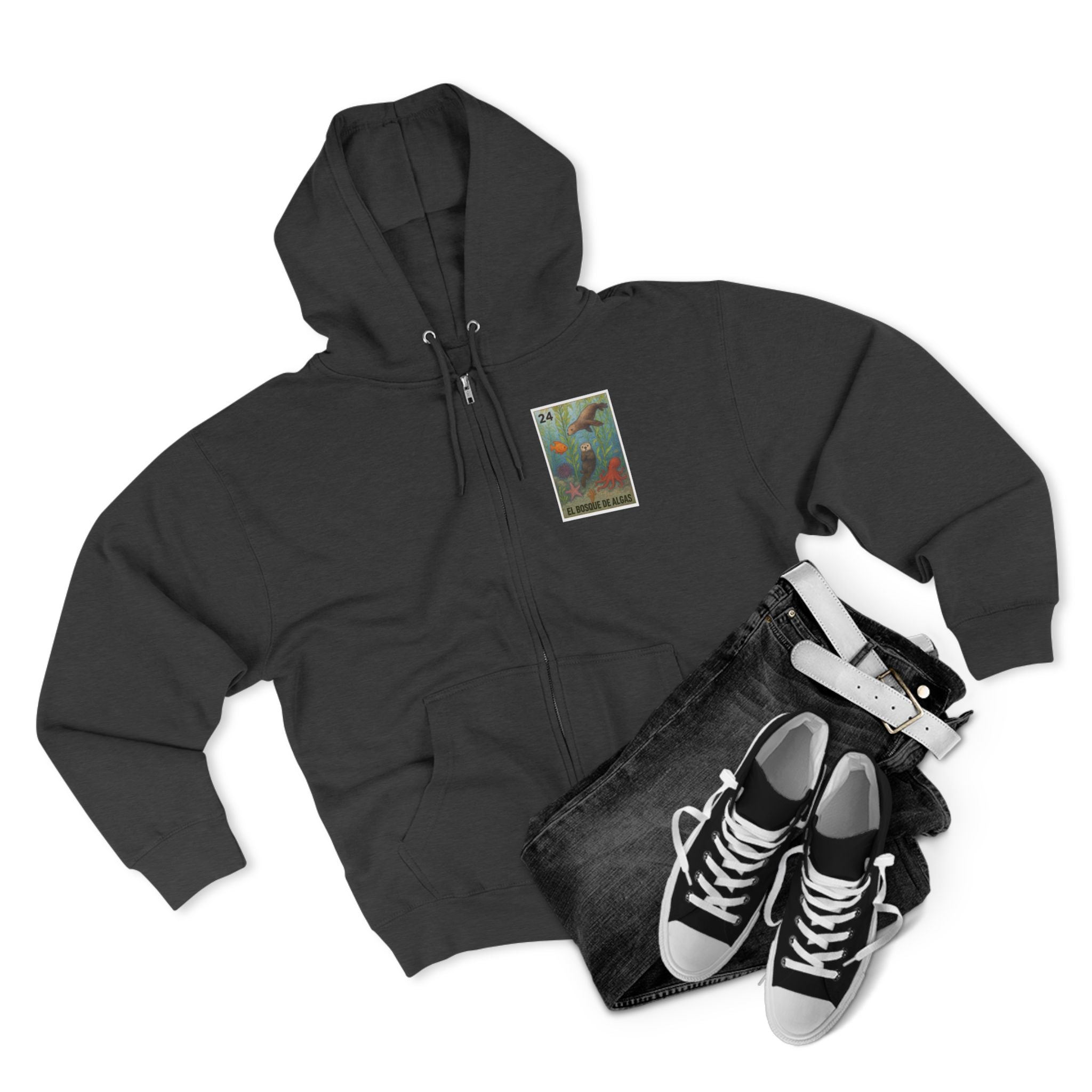 Kelp Forest Lotería Unisex - Zip Cotton Blend Fleece Hoodie (El Bosque de Algas)
