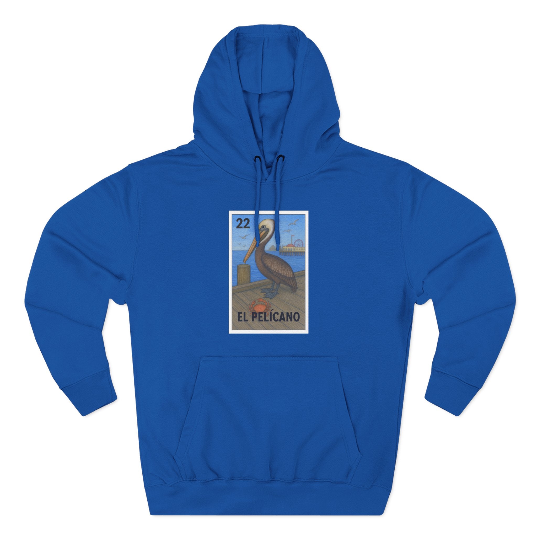 Pelican Lotería Unisex - Pull-Over Cotton Blend Fleece Hoodie (El Pelícano)