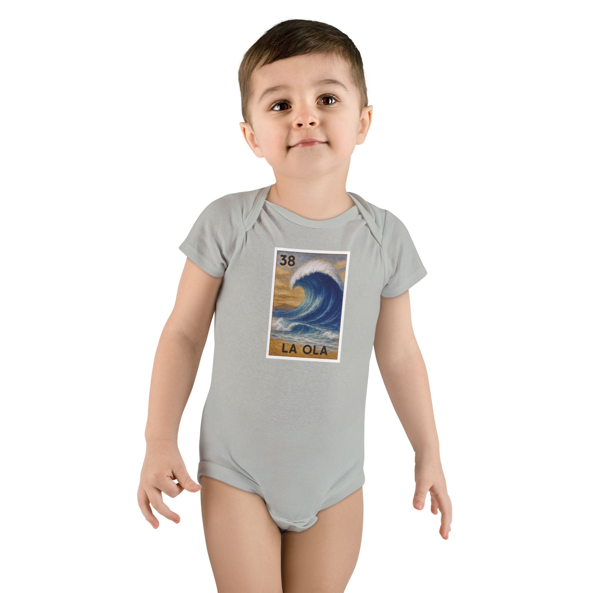 Wave Lotería - Baby Short Sleeve 100% Cotton Onesie (La Ola)