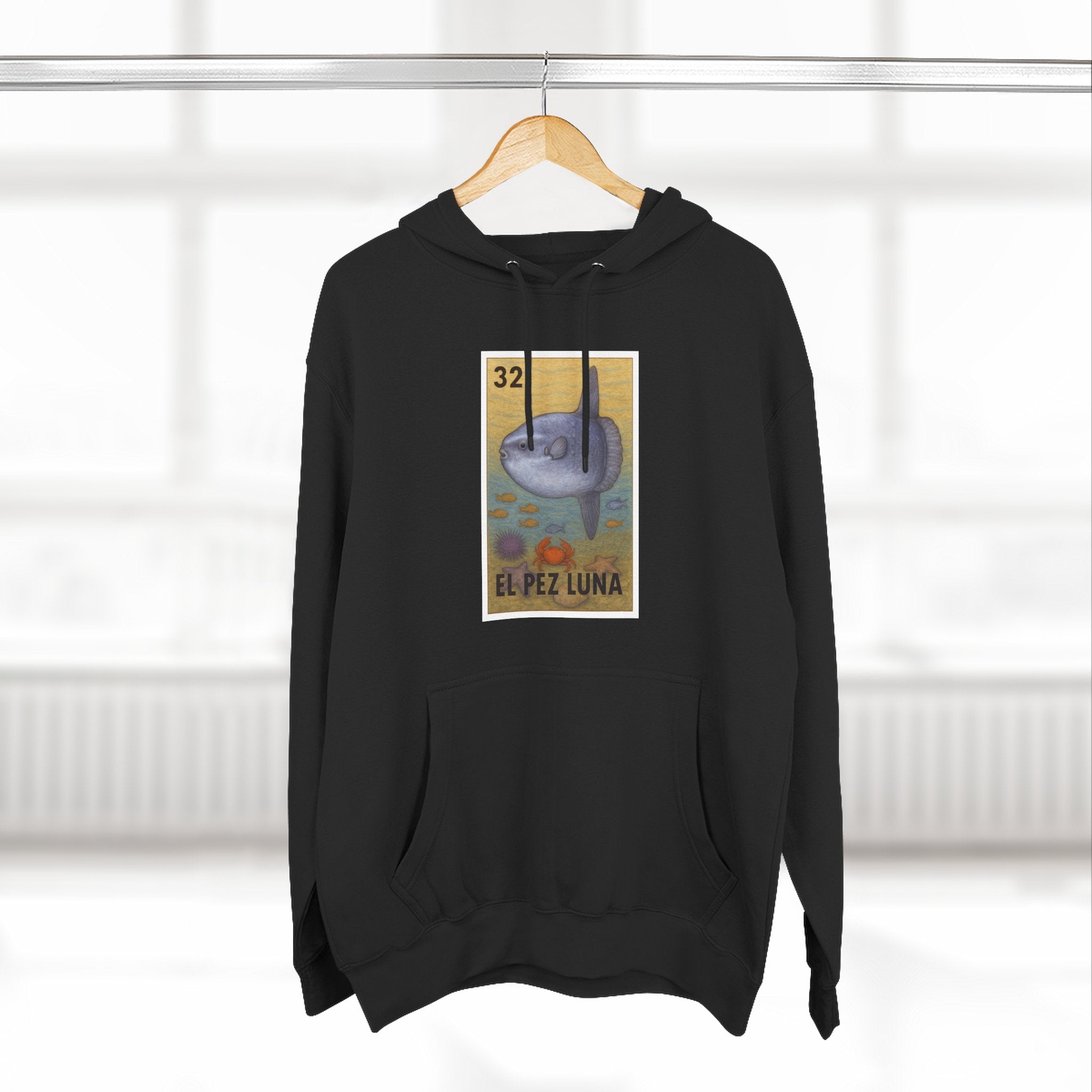 Sunfish Lotería Unisex - Pull-Over Cotton Blend Fleece Hoodie (El Pez Luna)