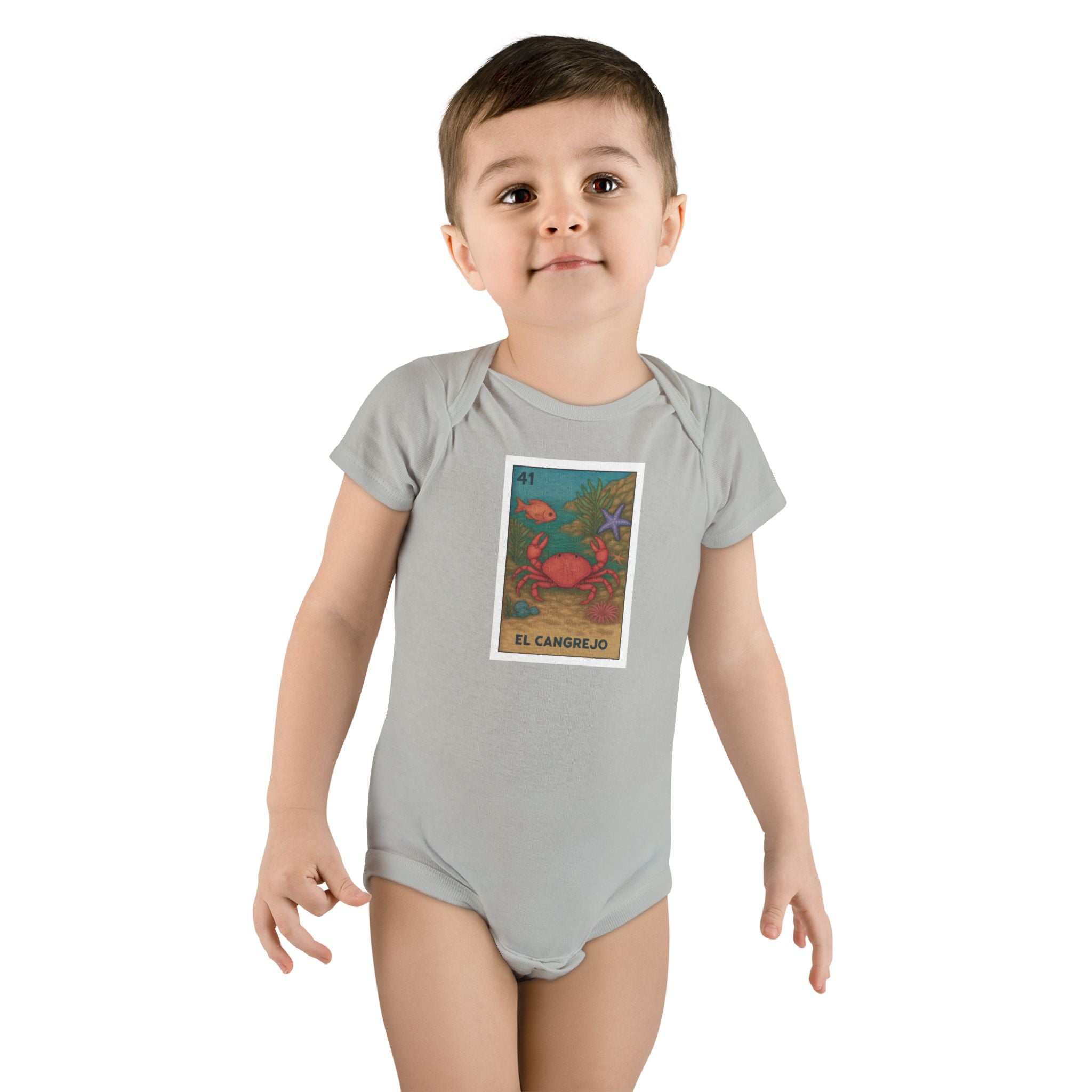 Crab Lotería - Baby Short Sleeve 100% Cotton Onesie (El Cangrejo)