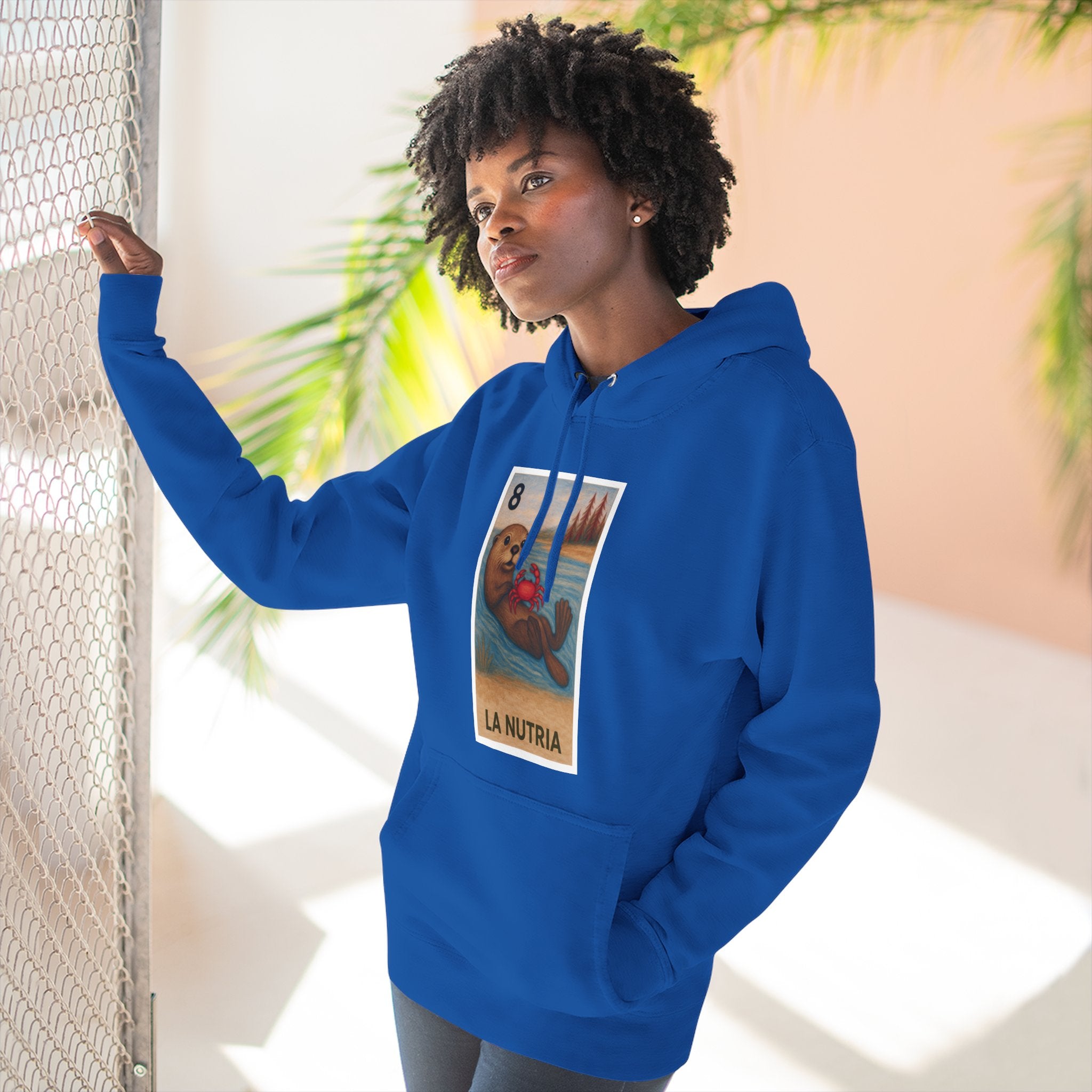 Sea Otter Lotería Unisex - Pull-Over Cotton Blend Fleece Hoodie (La Nutria)