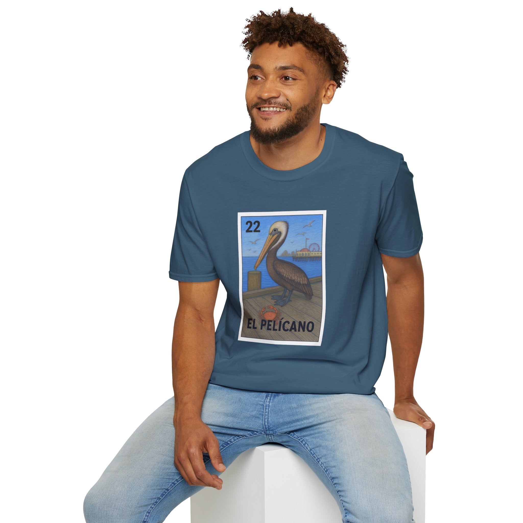 Pelican Lotería Unisex - Soft Style U.S. Cotton T-Shirt (El Pelícano)