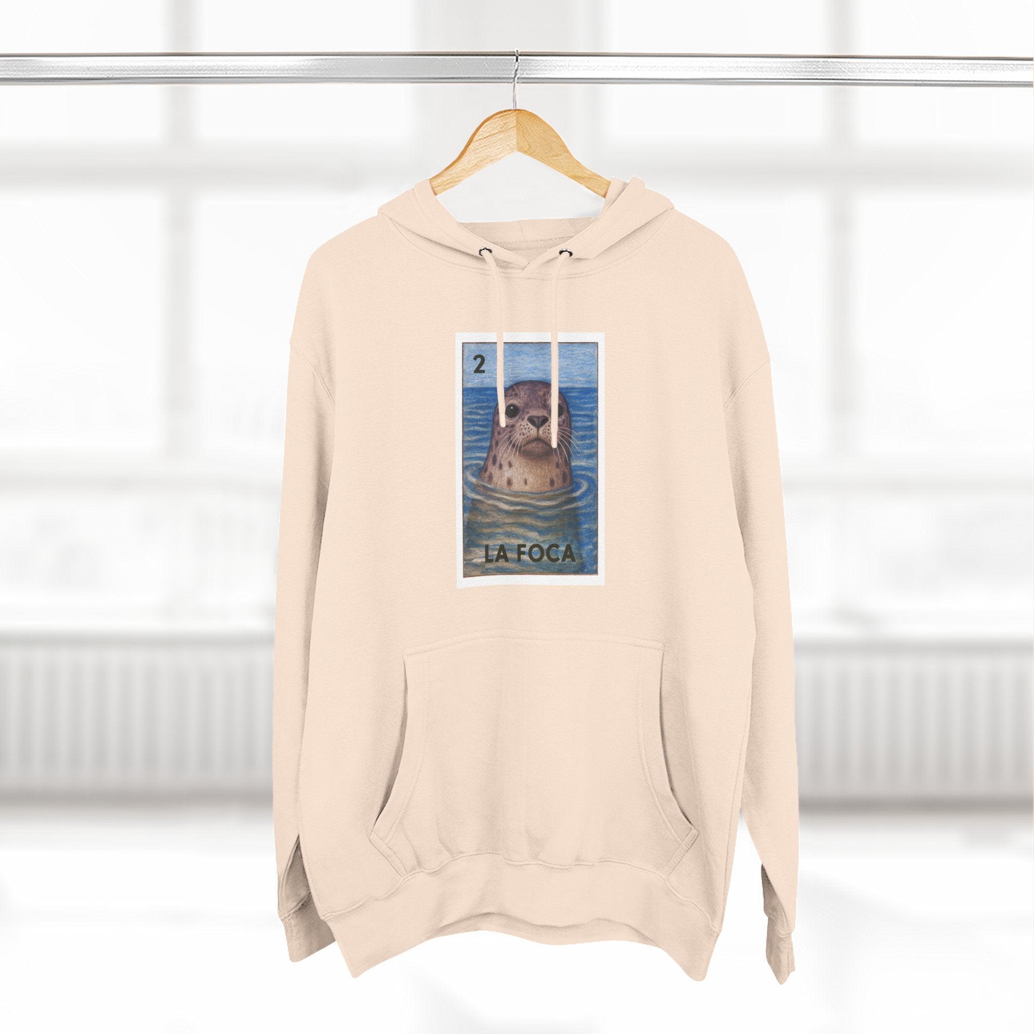 Seal Lotería Unisex - Pull-Over Cotton Blend Fleece Hoodie (La Foca)