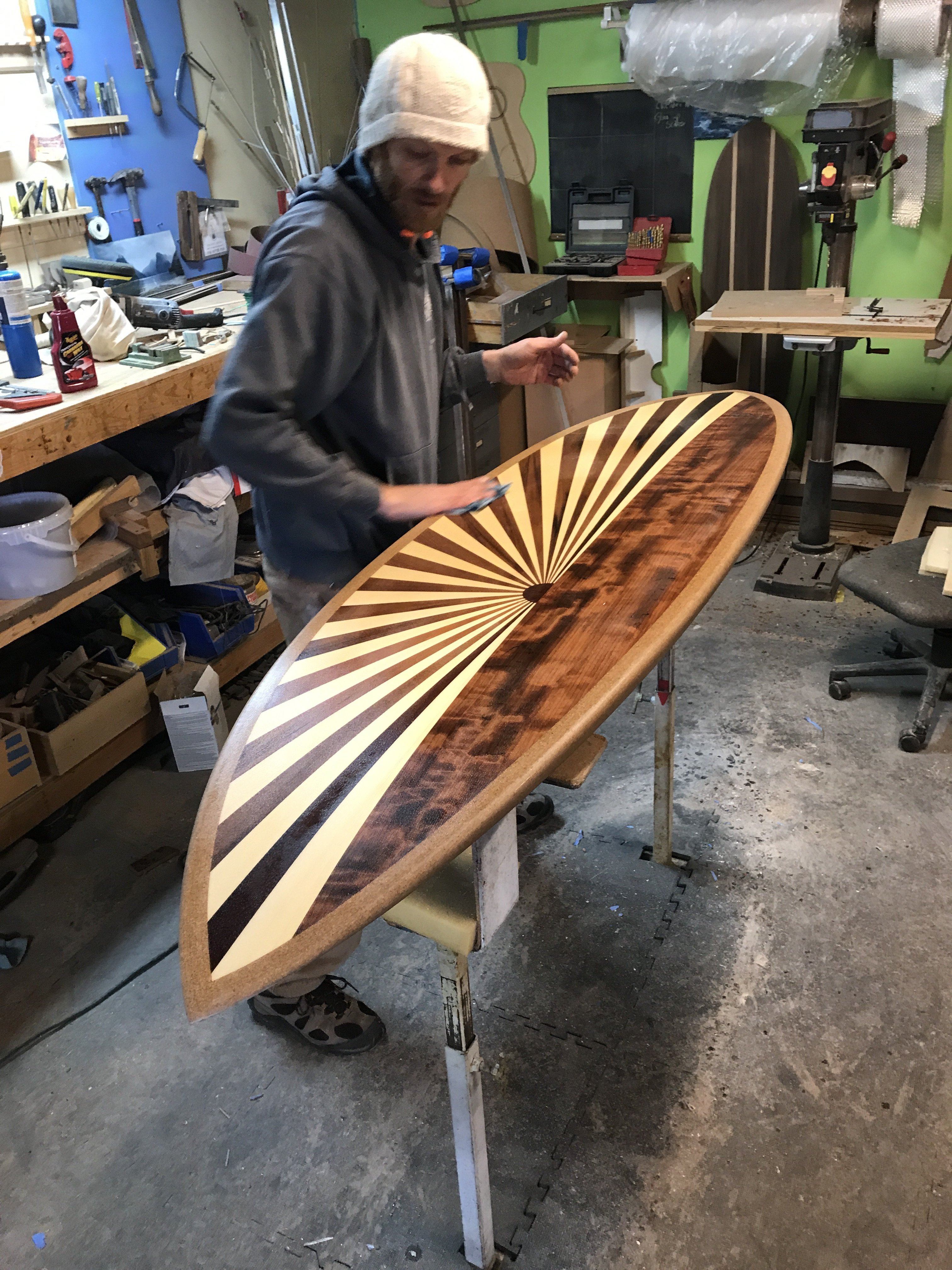 Wooden Surfboard - Sunburst Flyer 6’6”